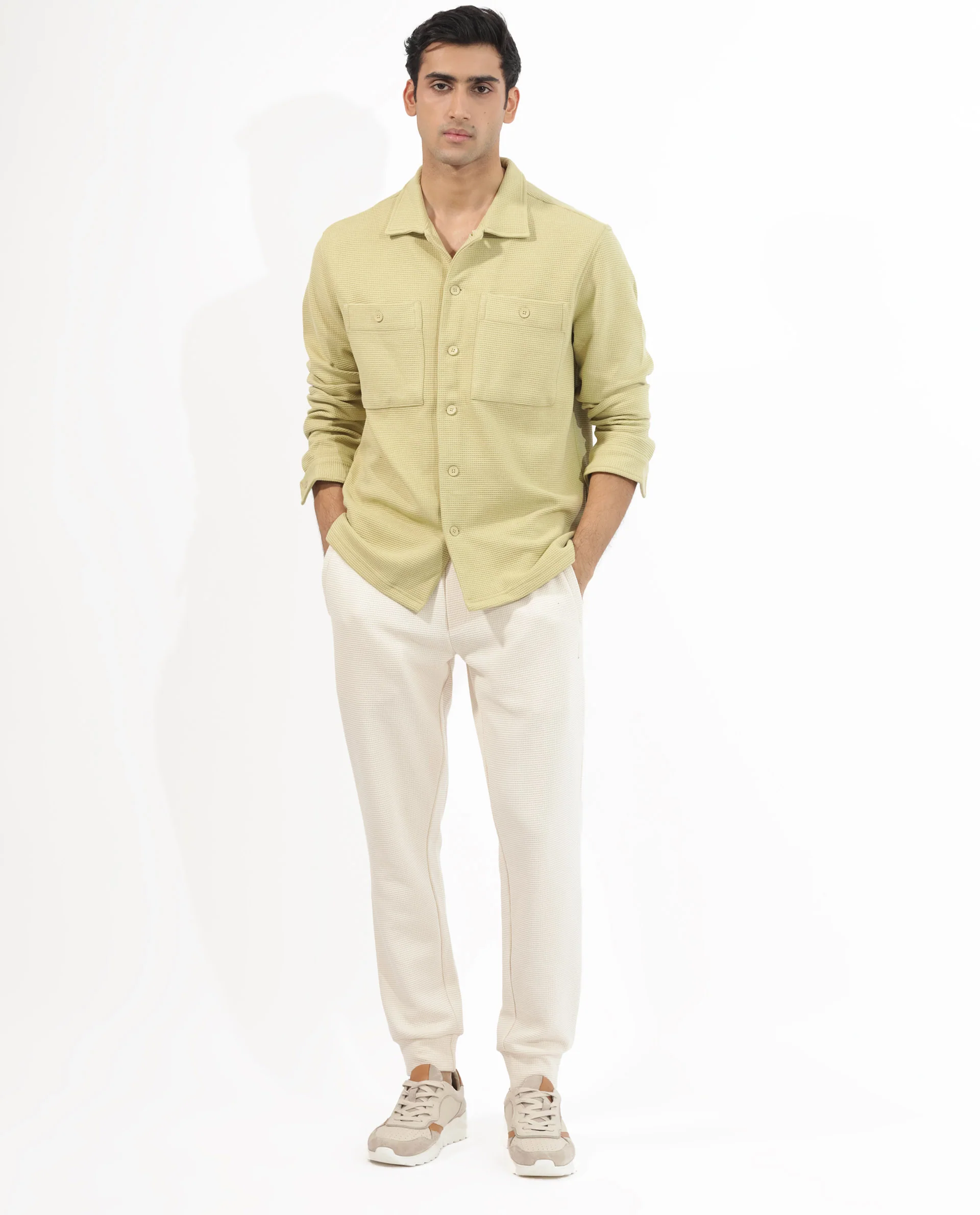 Rare Rabbit Men's Elric Pastel Green Cotton Textured Regular Fit Full Sleeve Spread Collar Jacket - Image 7