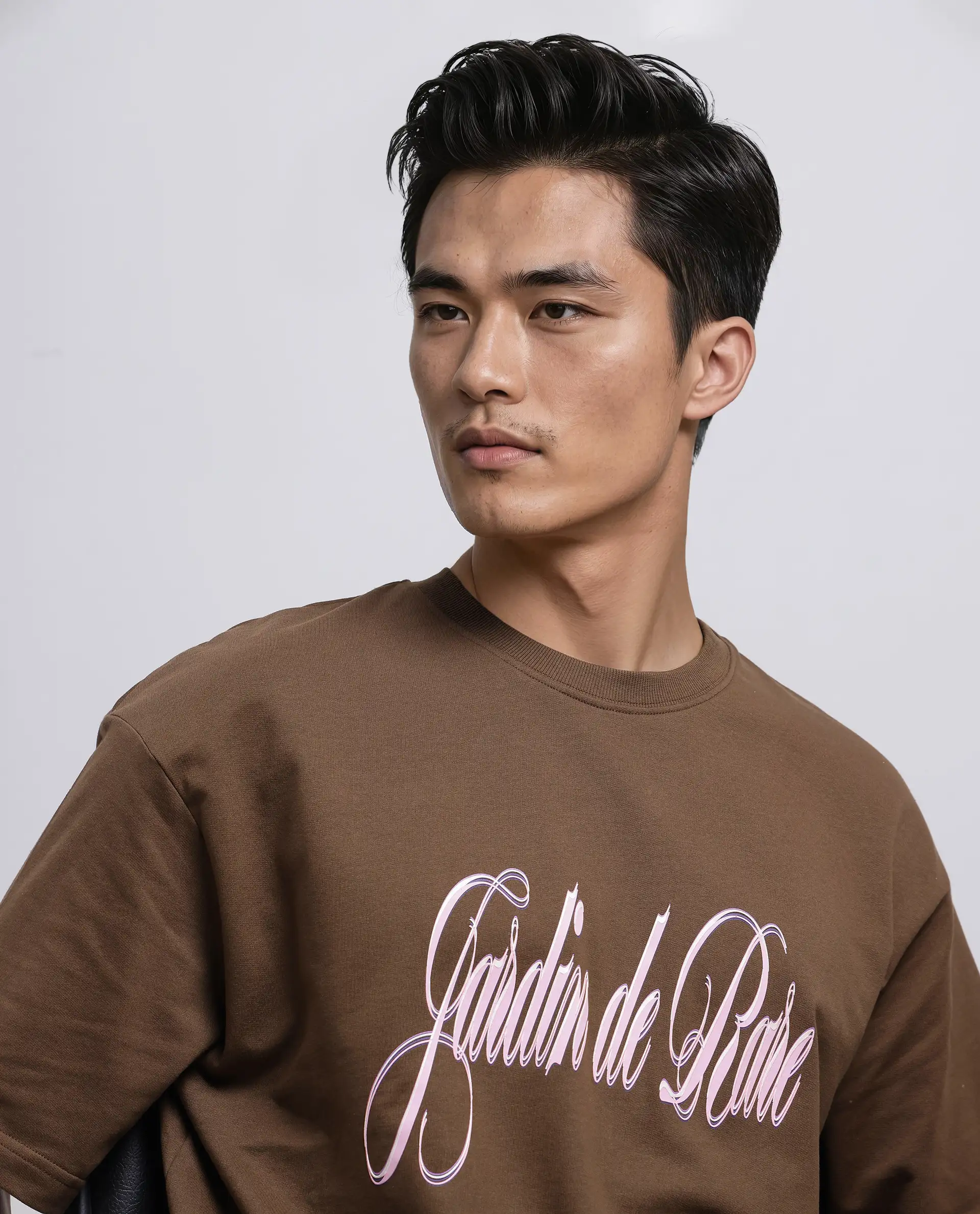 Rare Rabbit Men's Elton Brown Cotton Hd Print Oversized Fit Half Sleeve Crew Neck T-Shirt - Image 3
