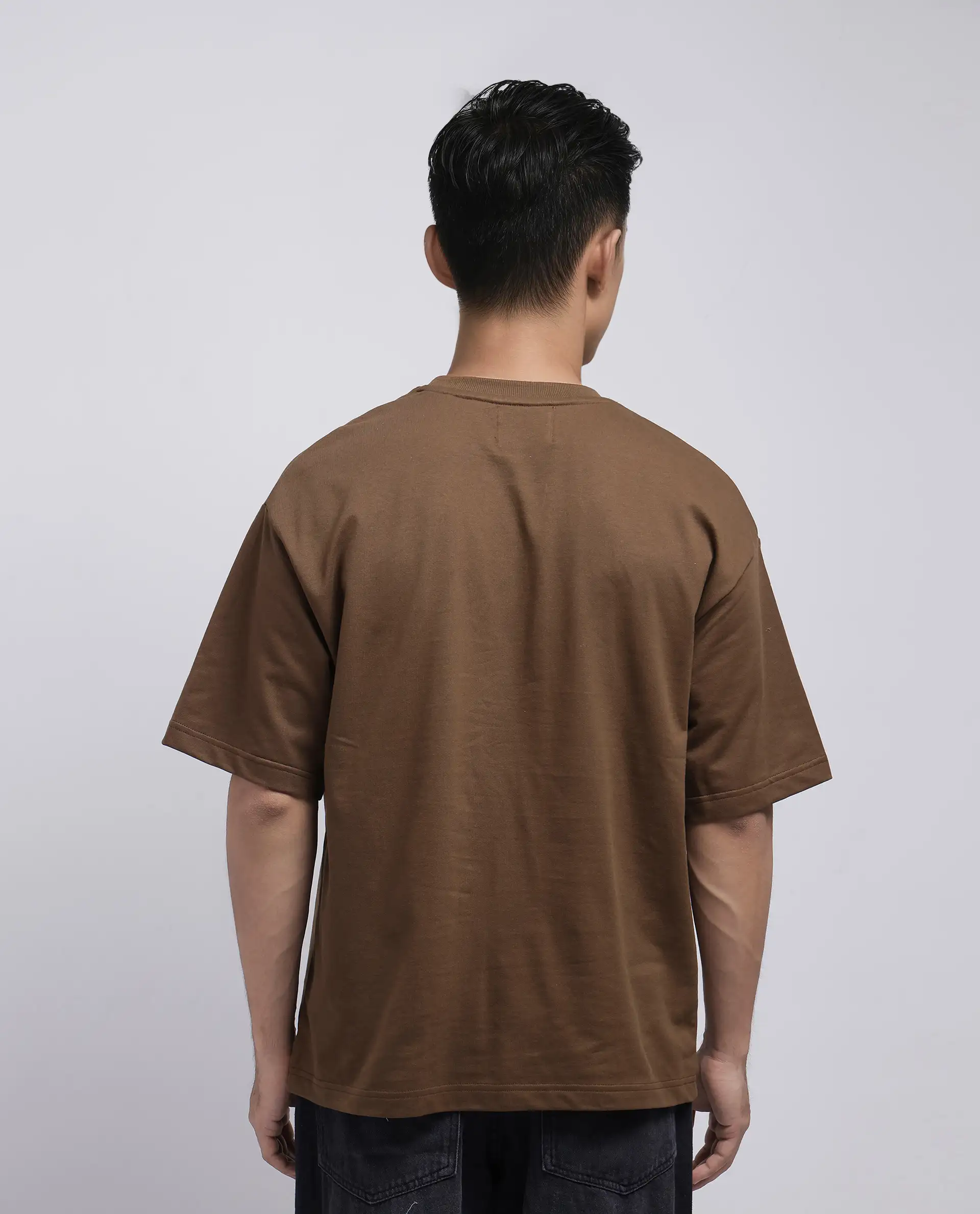 Rare Rabbit Men's Elton Brown Cotton Hd Print Oversized Fit Half Sleeve Crew Neck T-Shirt - Image 4