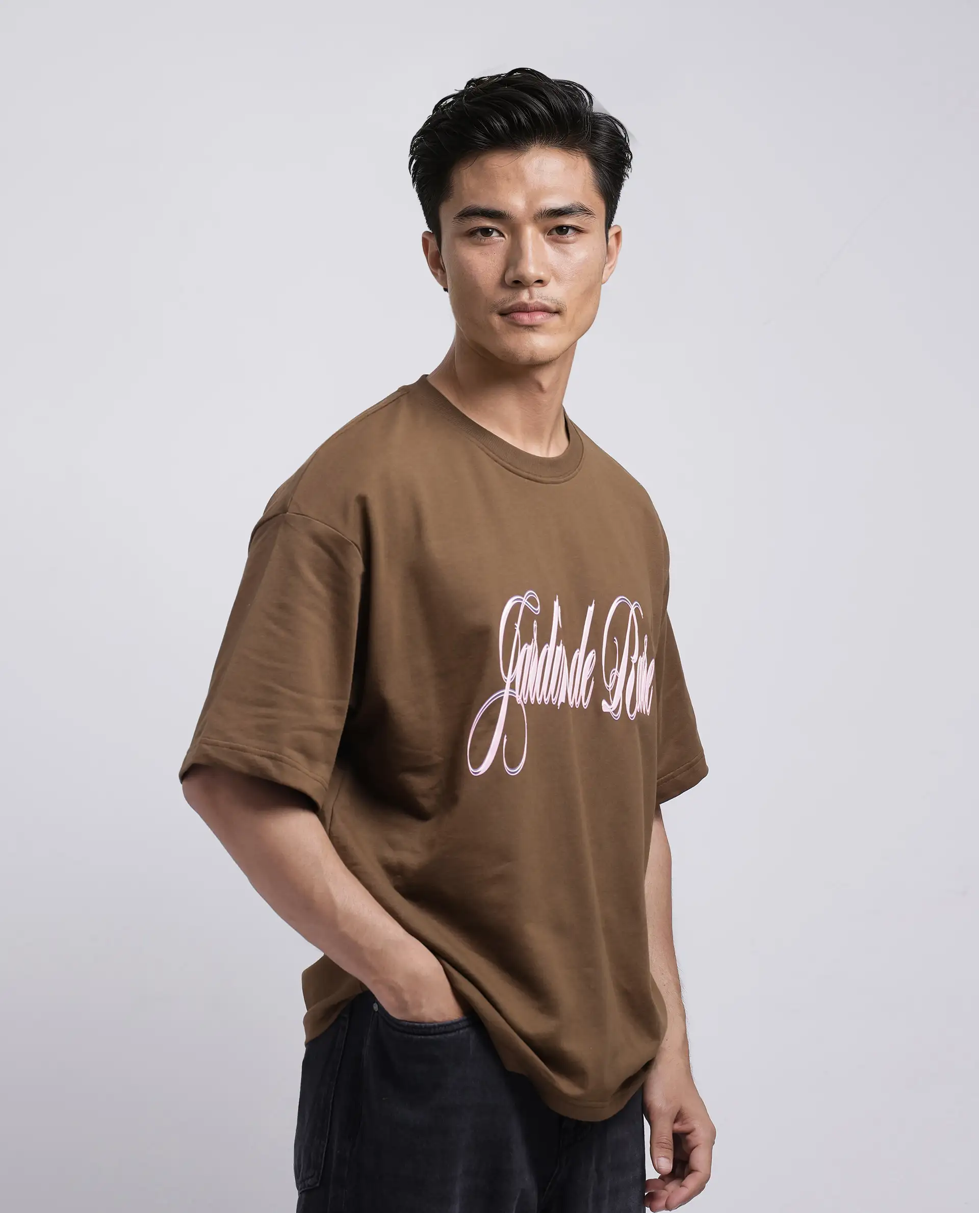 Rare Rabbit Men's Elton Brown Cotton Hd Print Oversized Fit Half Sleeve Crew Neck T-Shirt - Image 7