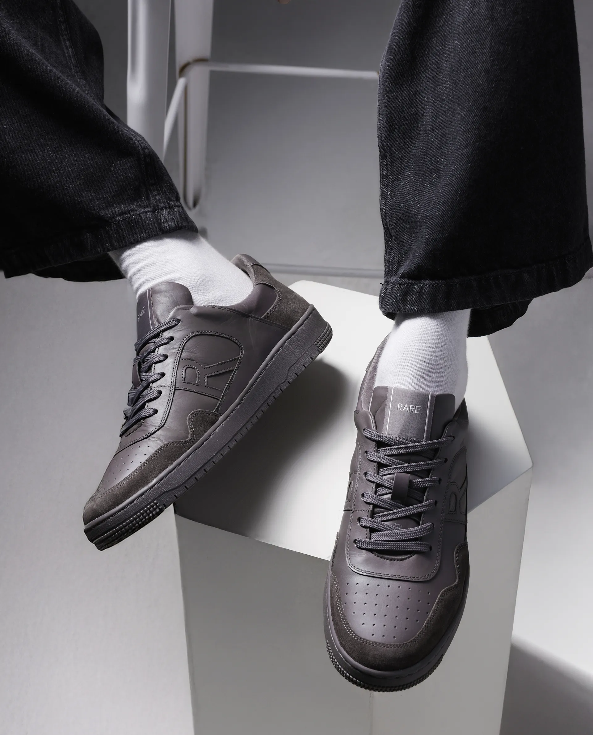 Rare Rabbit Men's Elysium Dark Grey Lace-Up Closure Sneaker - Image 2