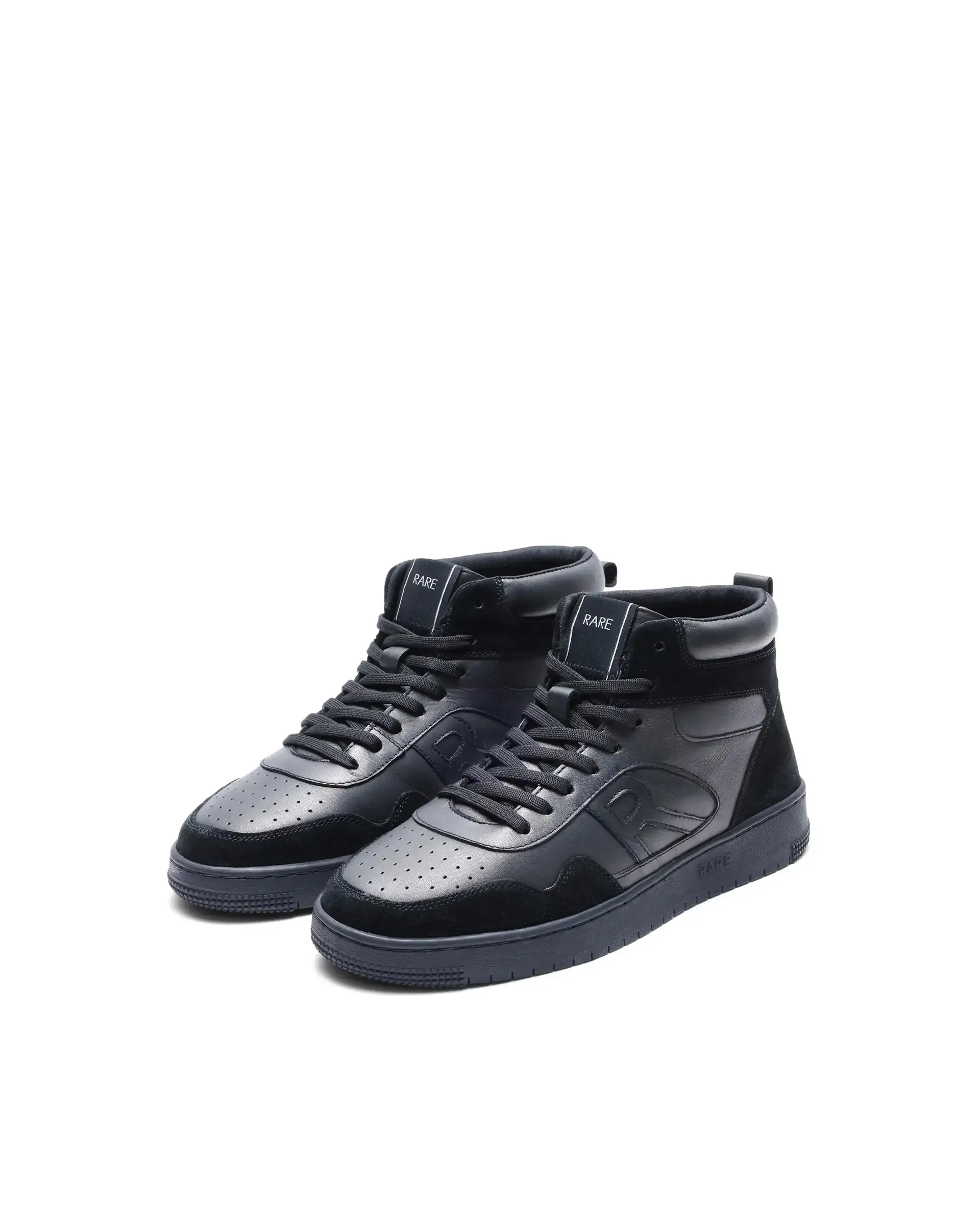 Rare Rabbit Men's Elysium High Dark Black Leather Lace-Up Closure Hi-Top Sneaker - Image 3