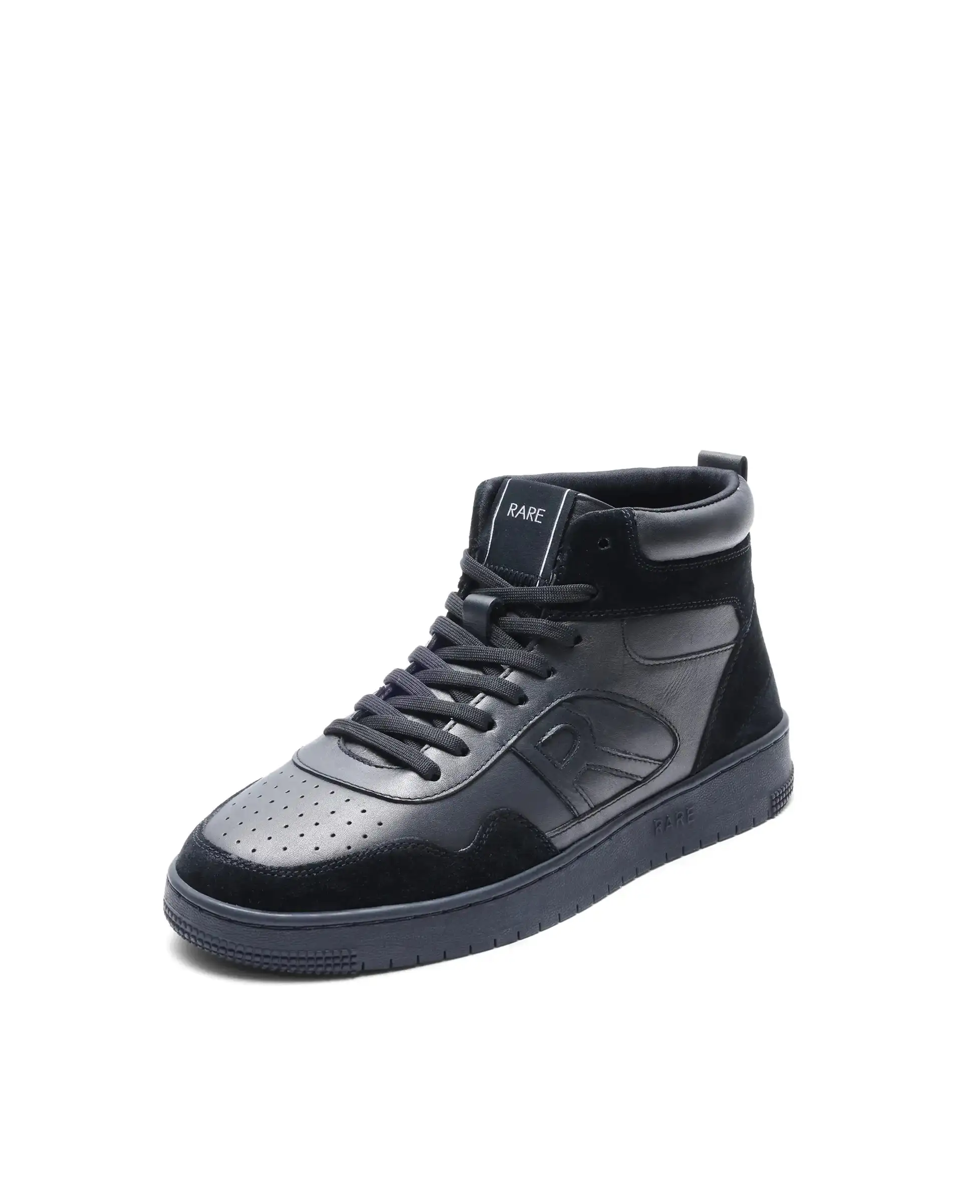 Rare Rabbit Men's Elysium High Dark Black Leather Lace-Up Closure Hi-Top Sneaker - Image 4