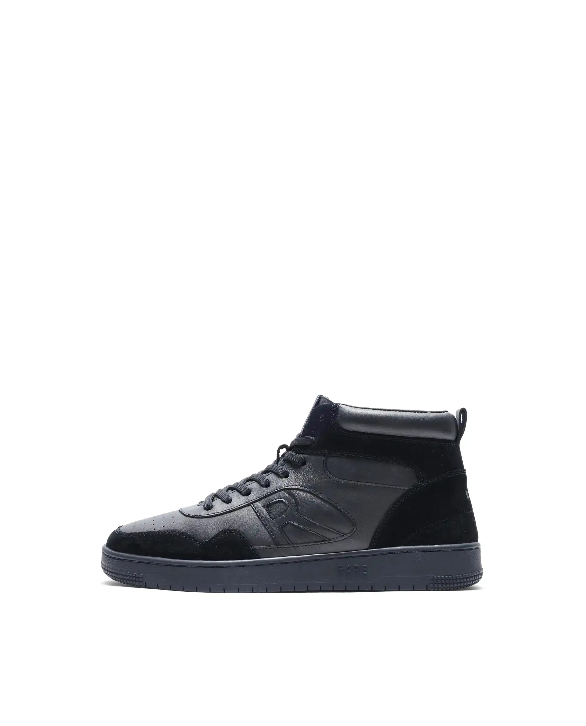 Rare Rabbit Men's Elysium High Dark Black Leather Lace-Up Closure Hi-Top Sneaker - Image 9