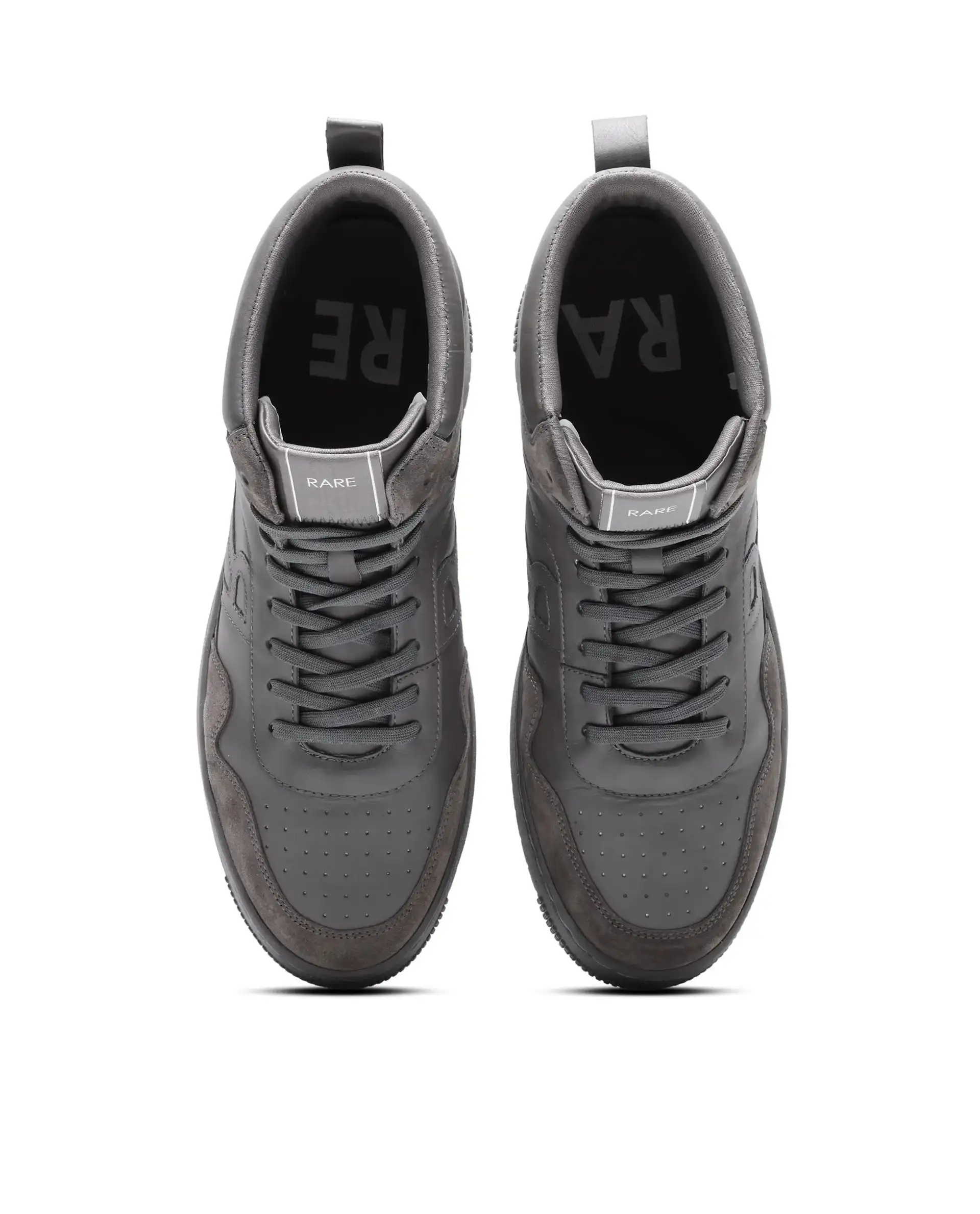 Rare Rabbit Men's Elysium High Dark Grey Leather Lace-Up Closure Hi-Top Sneaker - Image 5