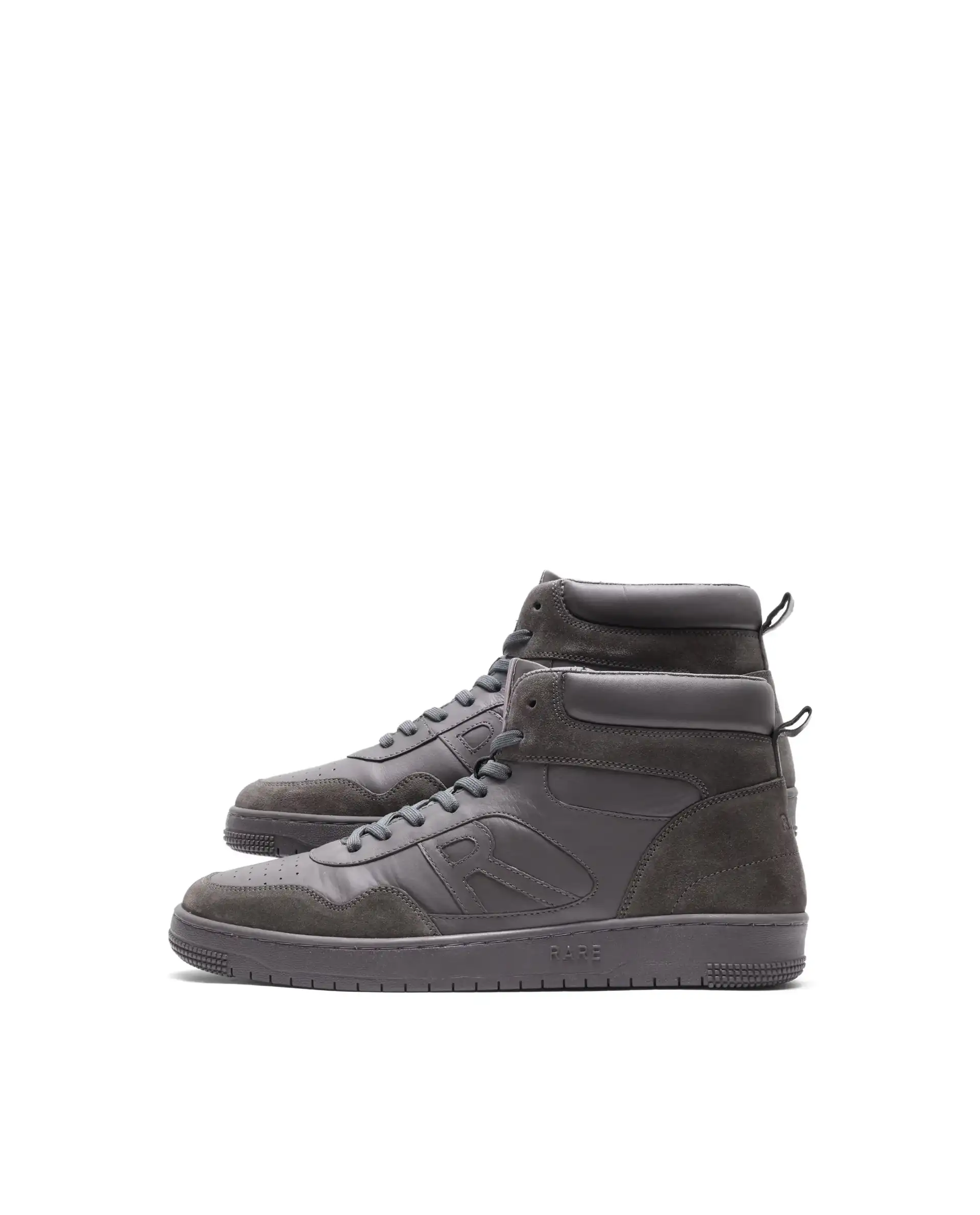 Rare Rabbit Men's Elysium High Dark Grey Leather Lace-Up Closure Hi-Top Sneaker - Image 8