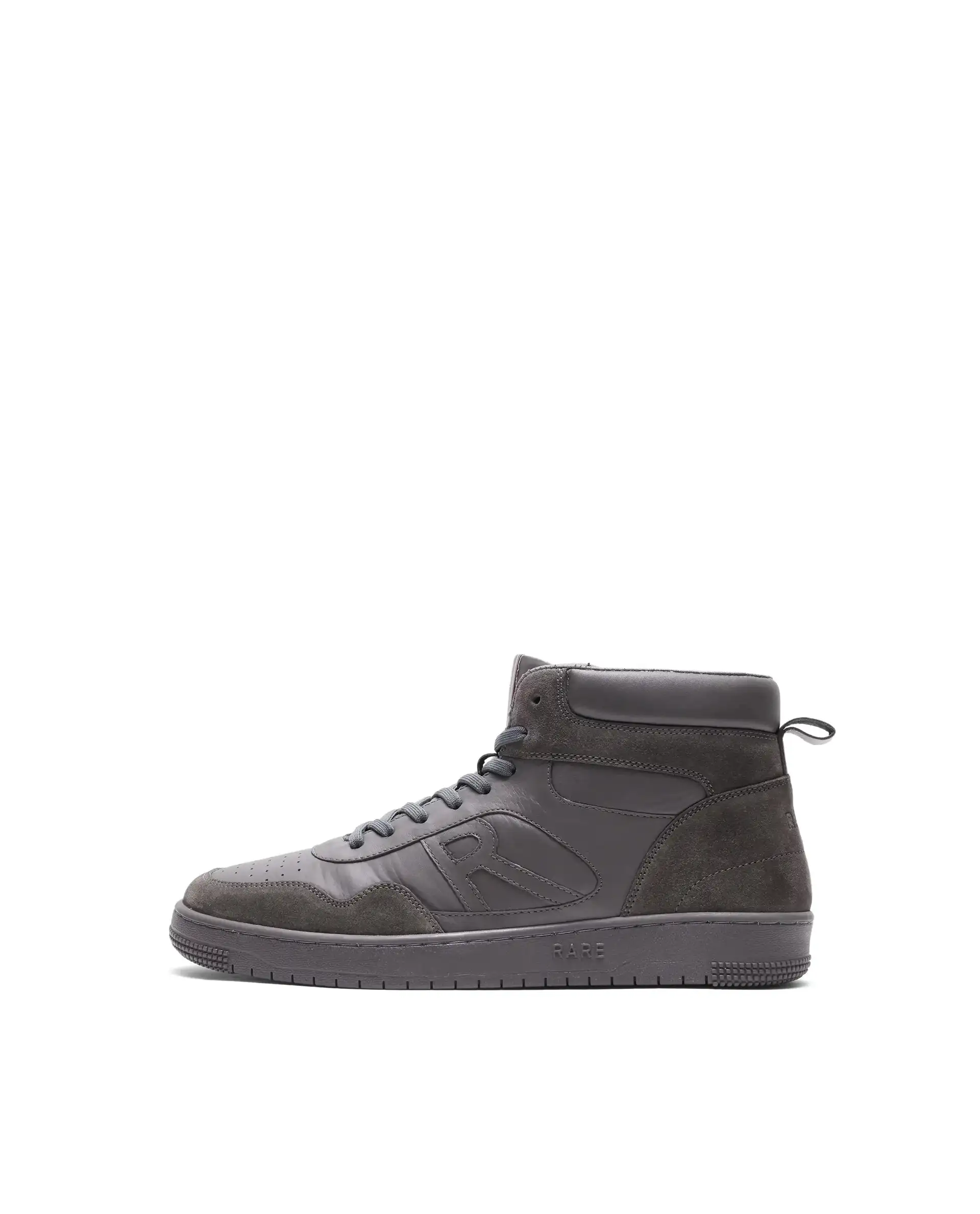 Rare Rabbit Men's Elysium High Dark Grey Leather Lace-Up Closure Hi-Top Sneaker - Image 9