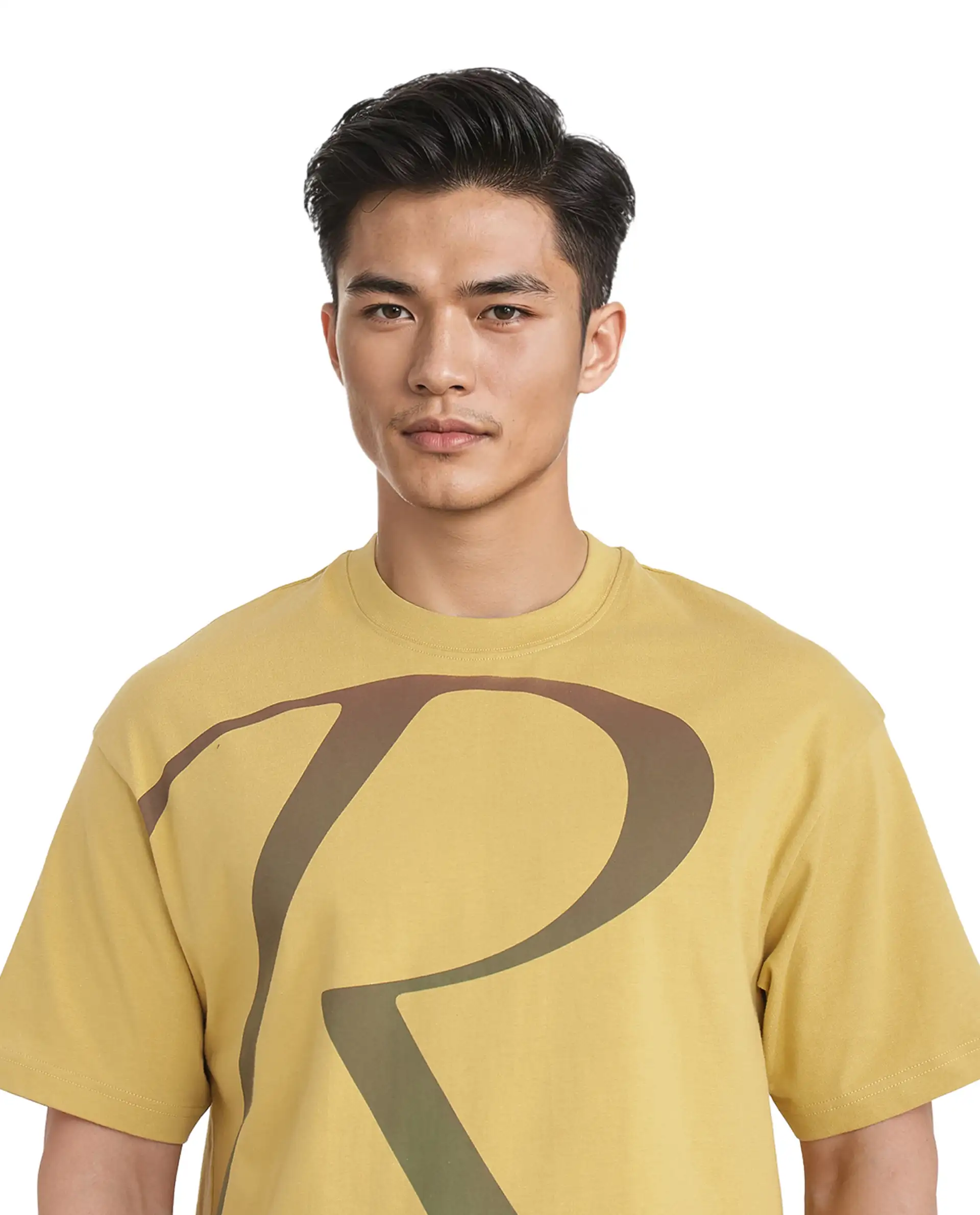 Rare Rabbit Men's Elzo Mustard Cotton Ombre Oversized Fit Half Sleeve Crew Neck T-Shirt - Image 6