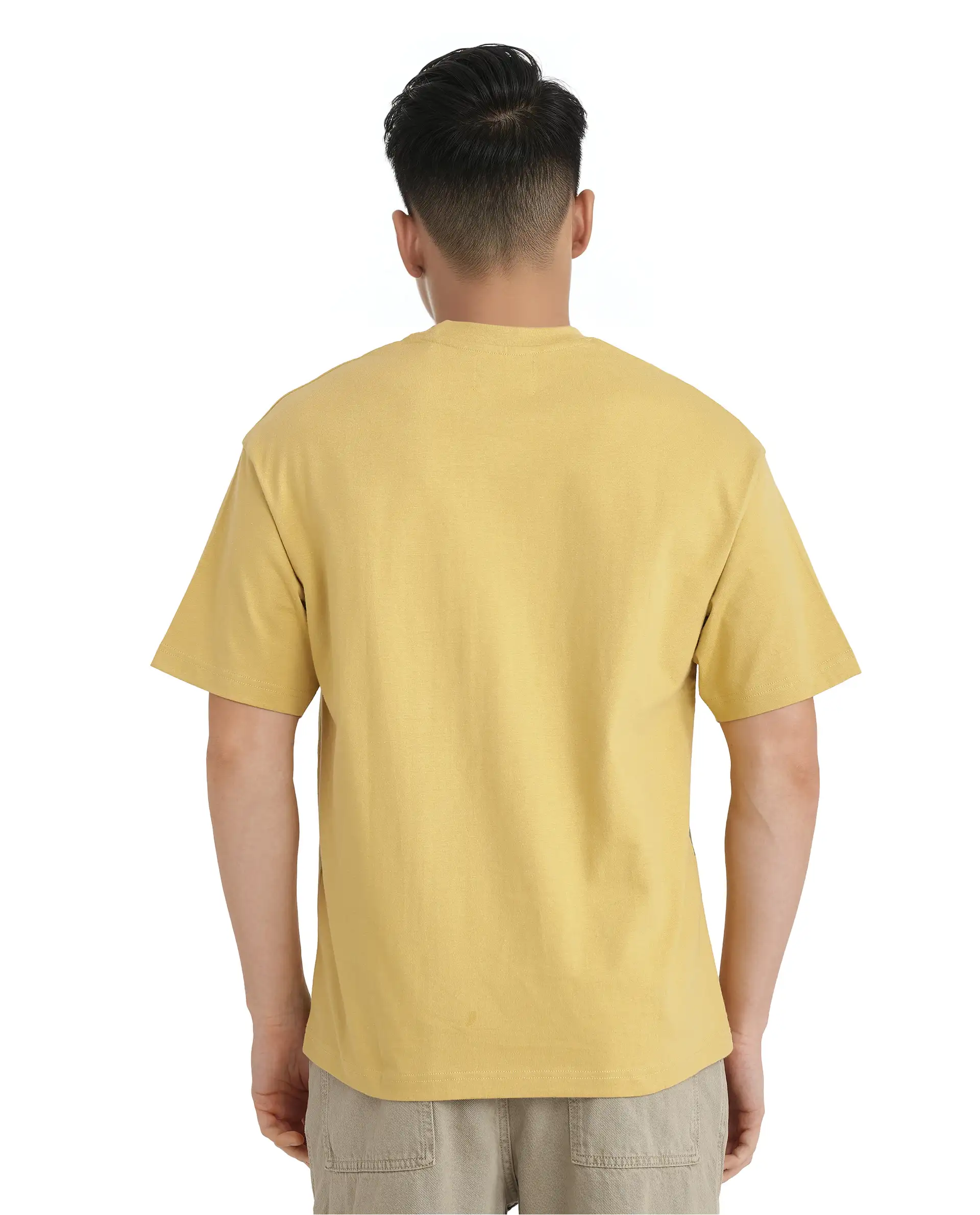 Rare Rabbit Men's Elzo Mustard Cotton Ombre Oversized Fit Half Sleeve Crew Neck T-Shirt - Image 7