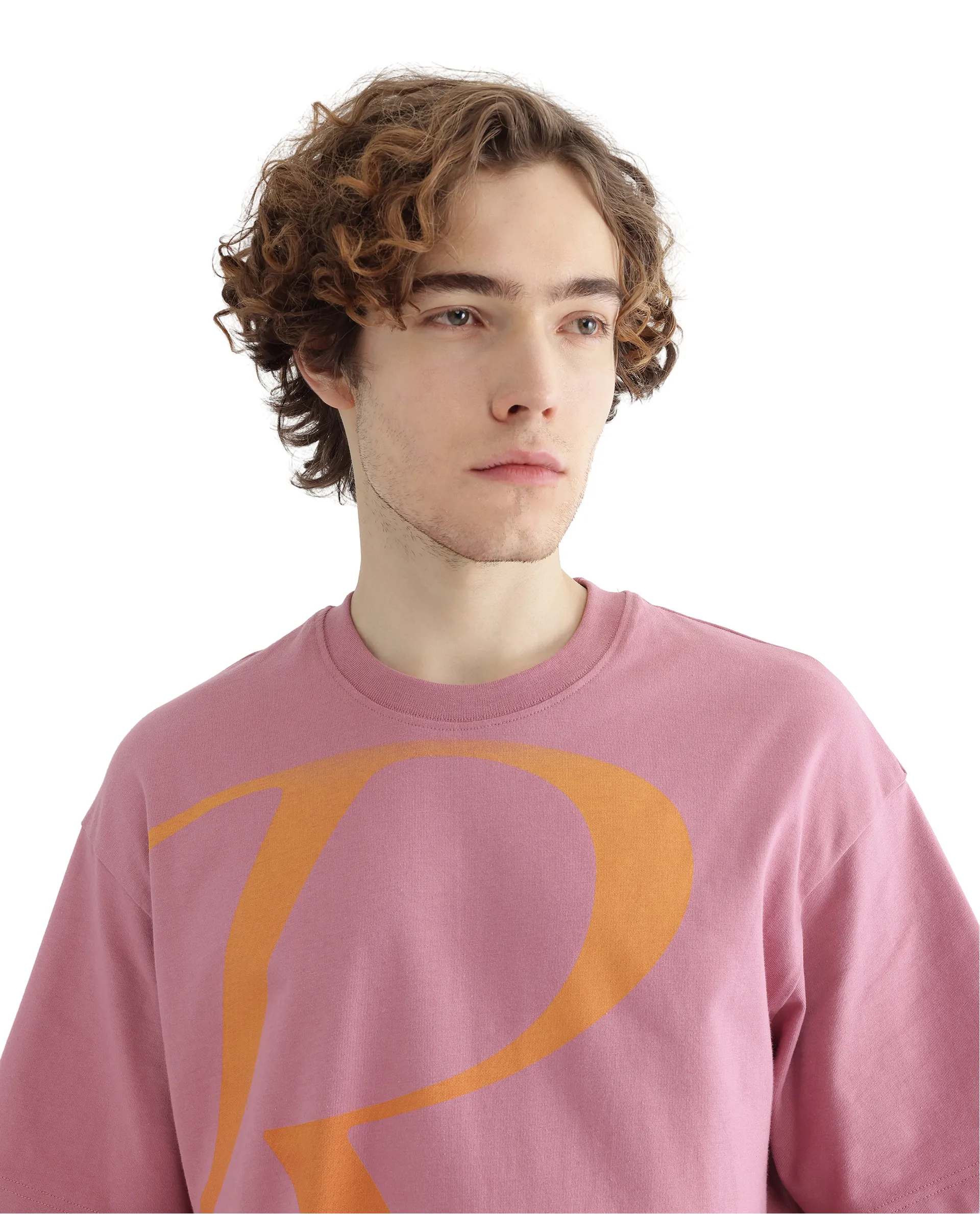 Rare Rabbit Men's Elzo Pink Cotton Ombre Oversized Fit Half Sleeve Crew Neck T-Shirt - Image 3