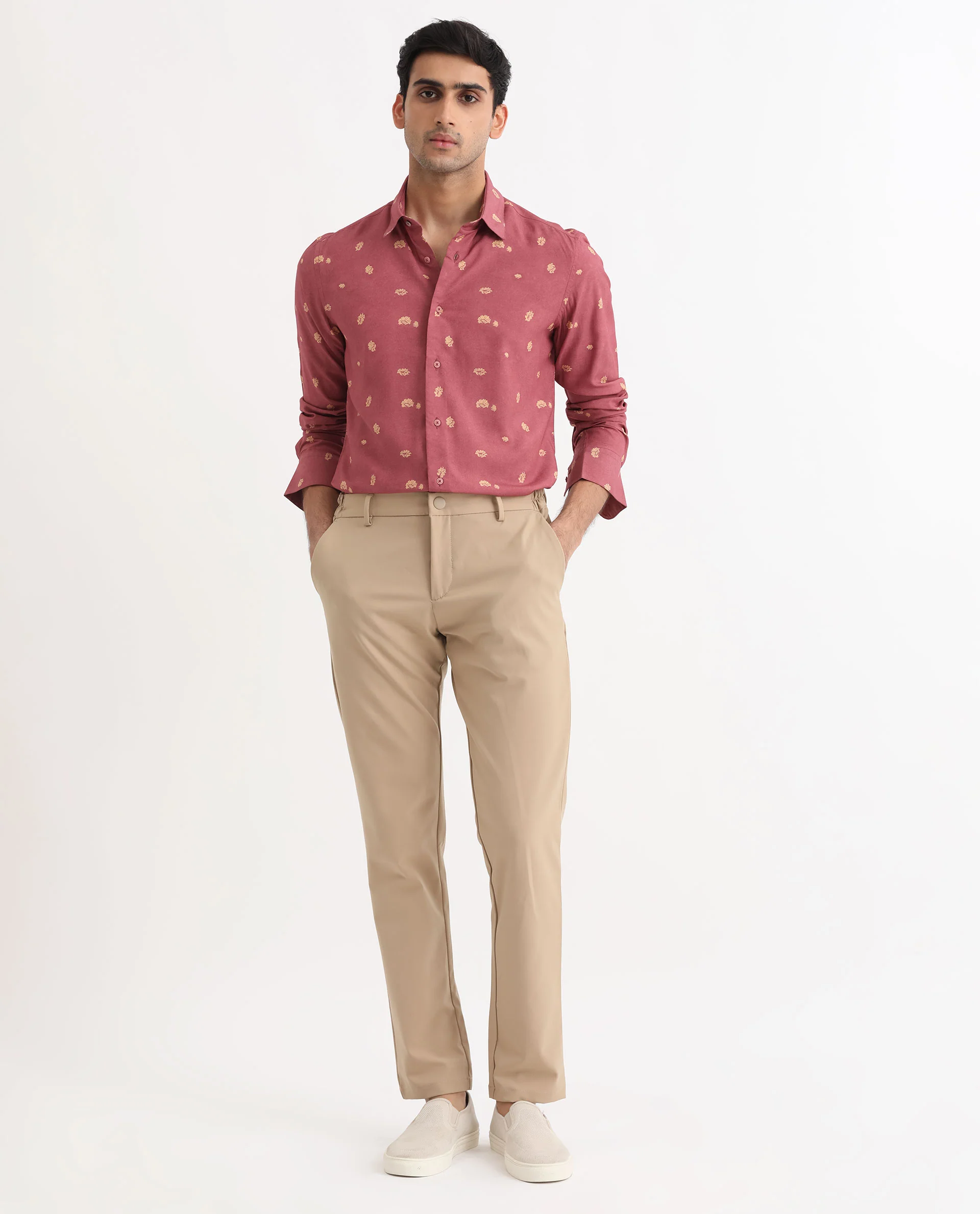 Rare Rabbit Men's Embodee Red Cotton Floral Print Regular Fit Full Sleeve Collared Shirt - Image 2