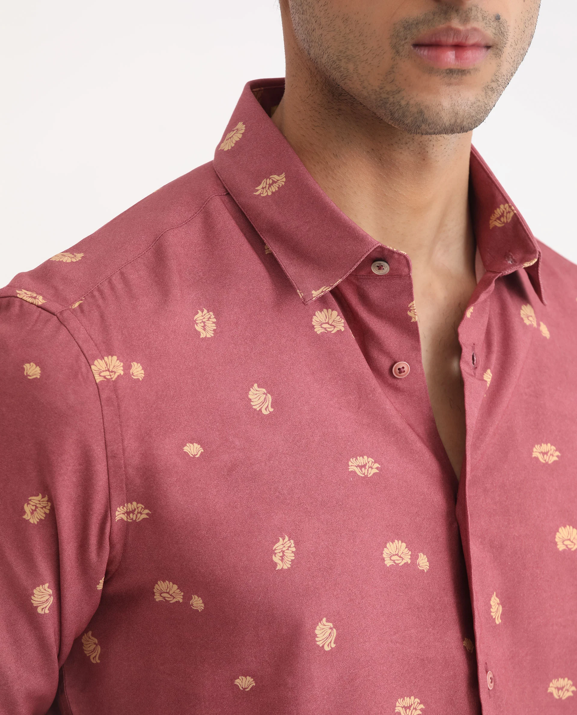 Rare Rabbit Men's Embodee Red Cotton Floral Print Regular Fit Full Sleeve Collared Shirt - Image 4