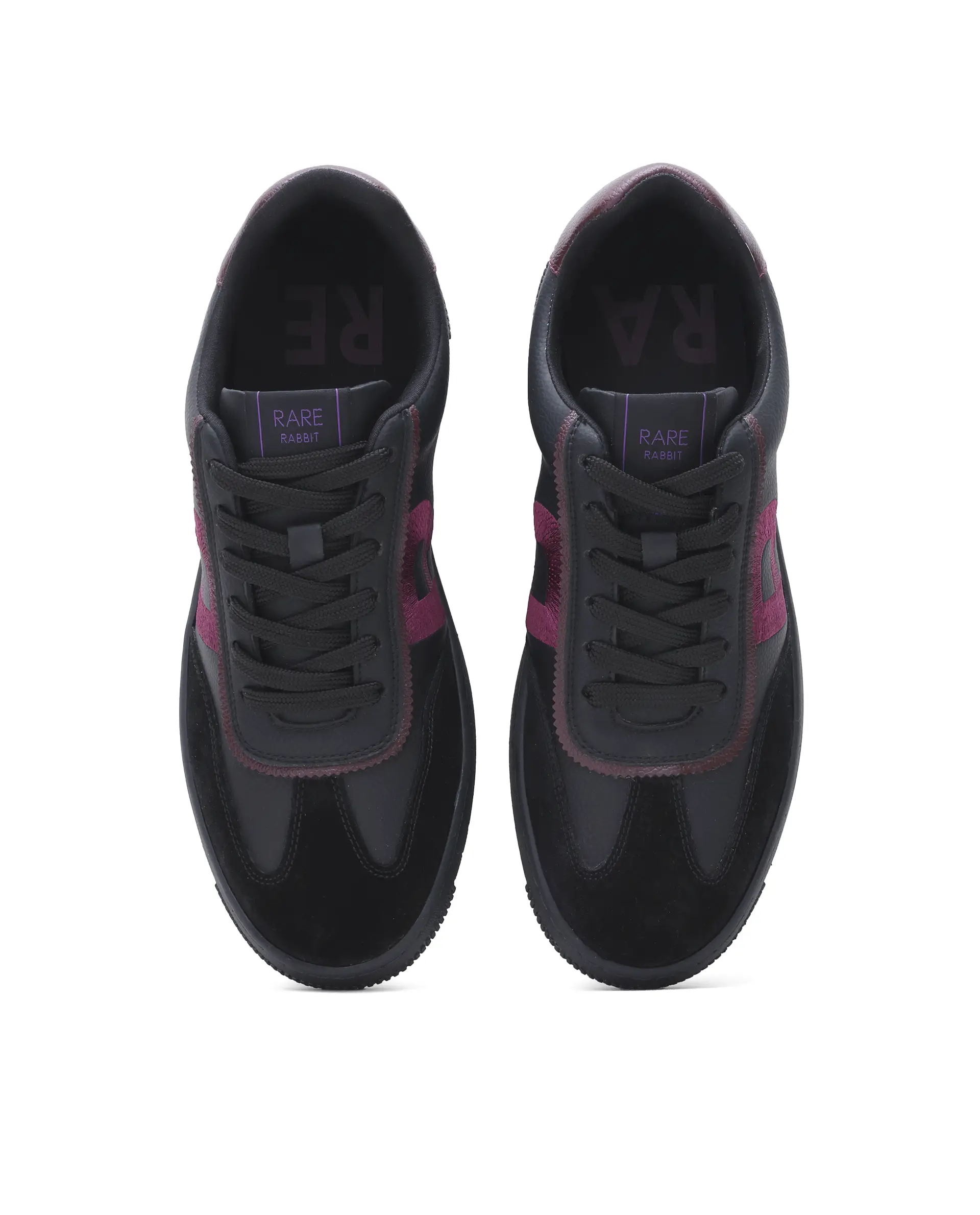 Rare Rabbit Men's Embroy Black Micro Leather Sneaker - Image 2