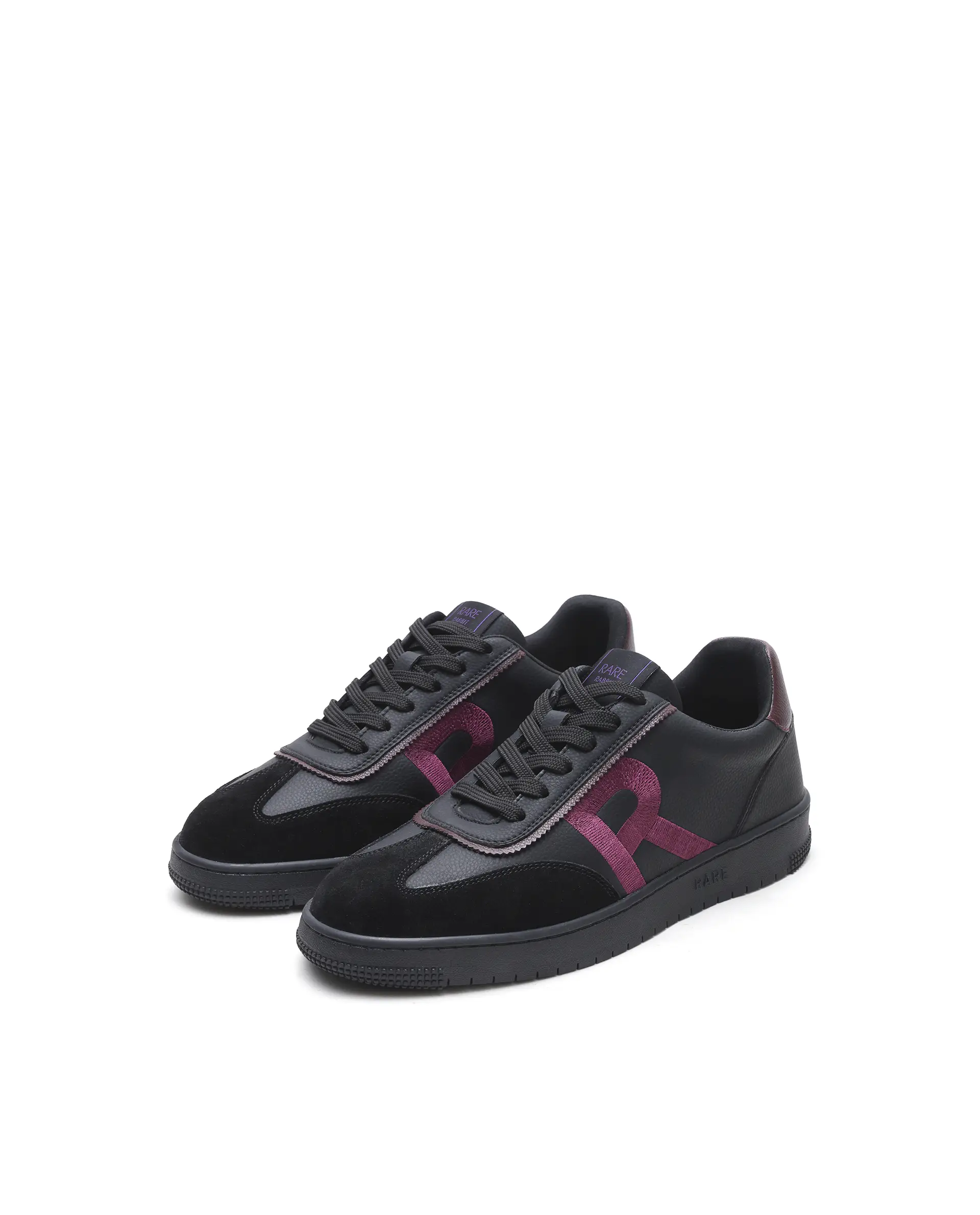 Rare Rabbit Men's Embroy Black Micro Leather Sneaker - Image 3