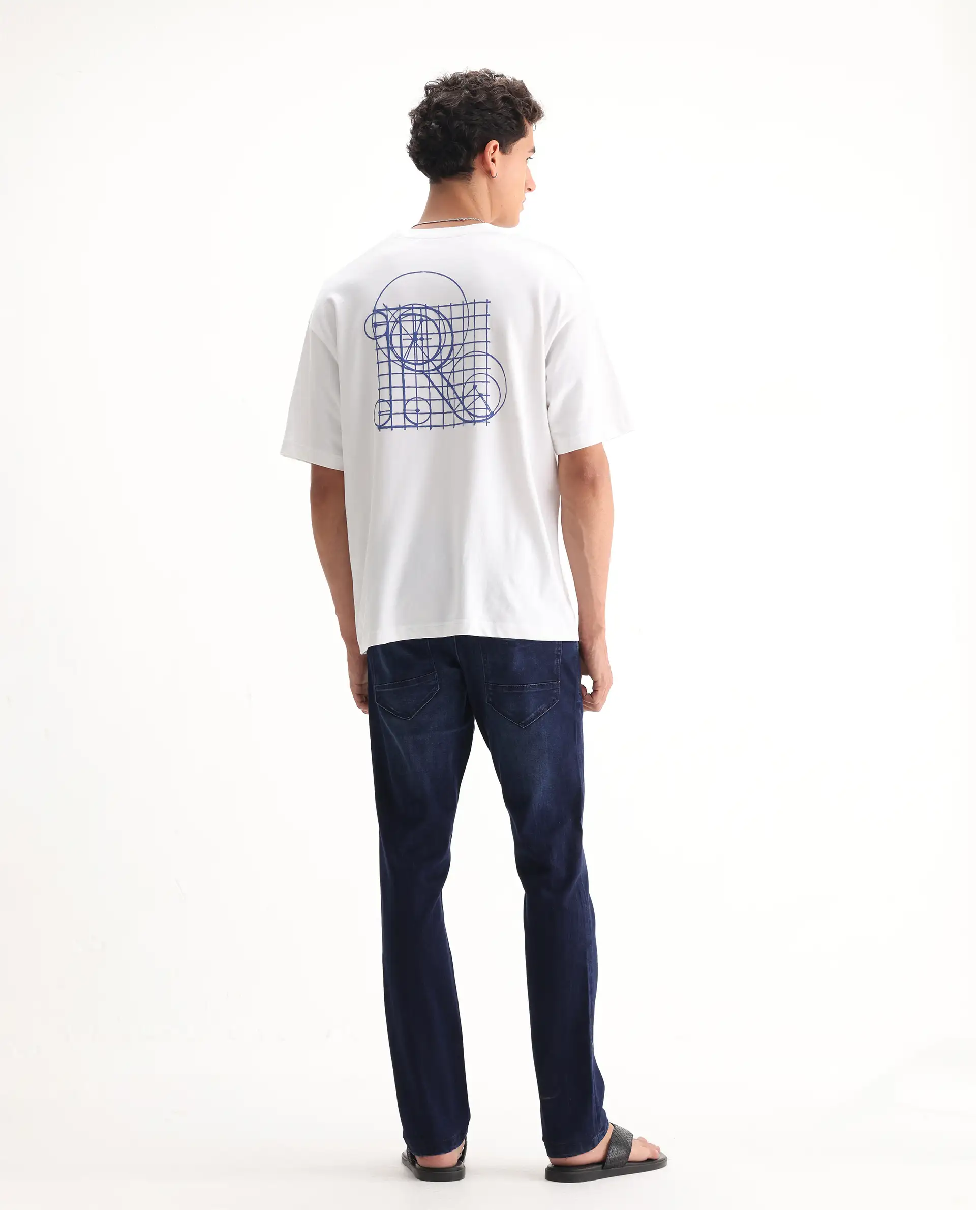 Rare Rabbit Men's Emil Dark Blue Cotton Blend Plain Hawk Slim Fit Jeans - Image 9