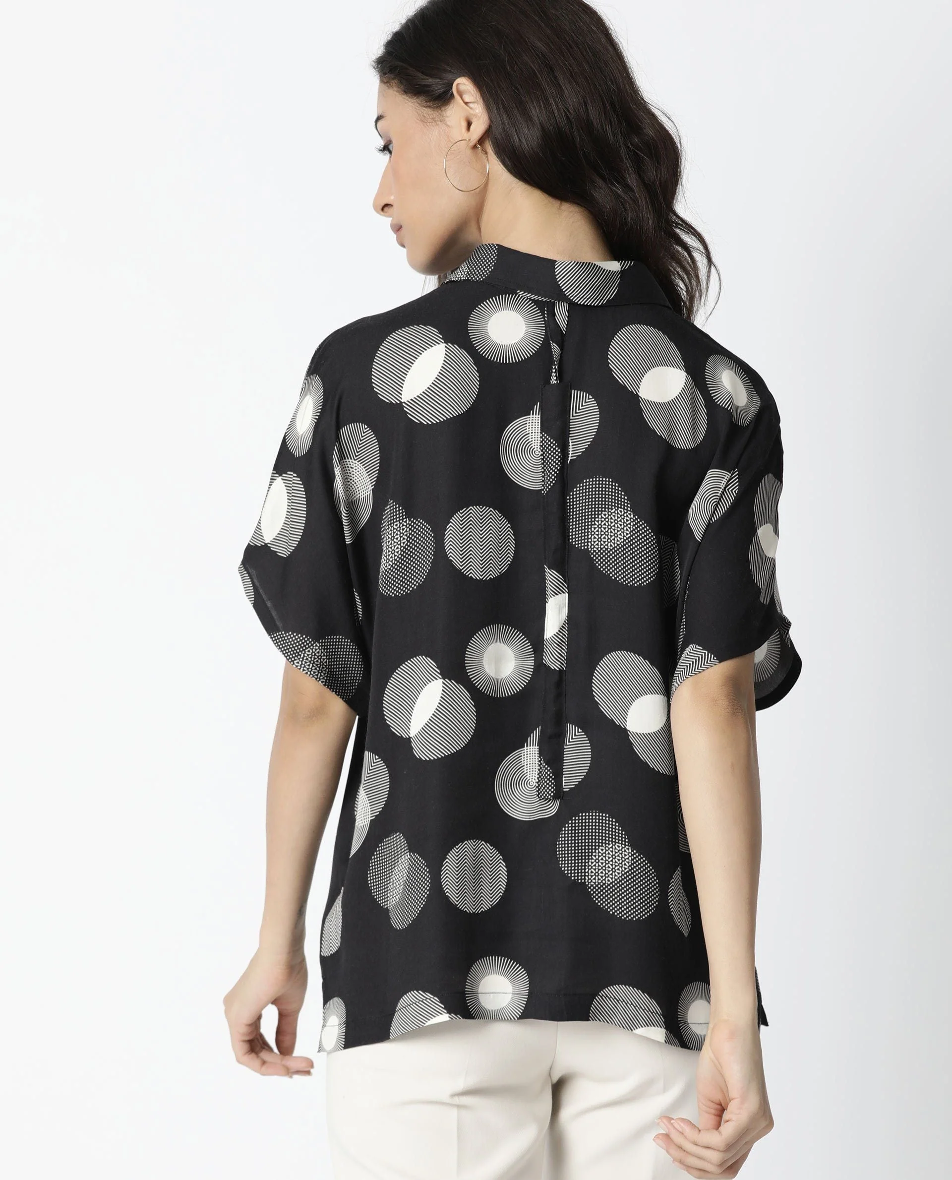 Rareism Women Emile Black Top Short Sleeves Printed - Image 6