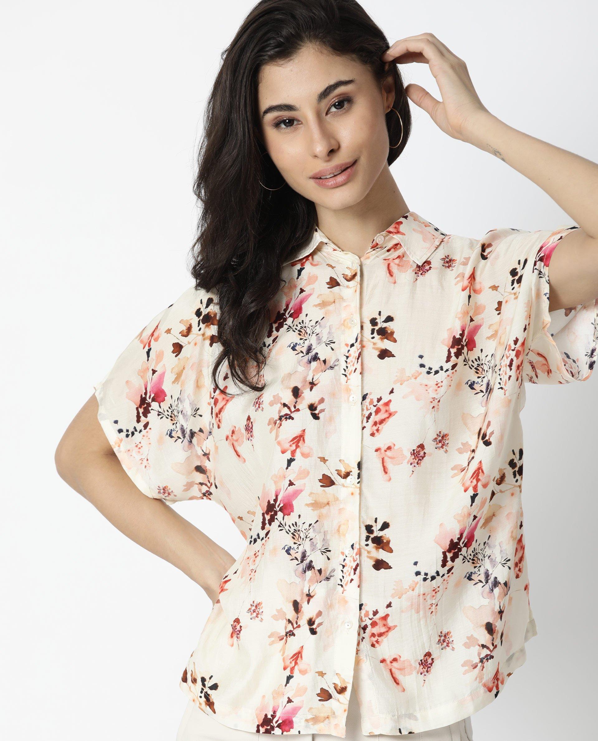 Rareism Women Emmer Offwhite Top Short Sleeves Printed - Image 2