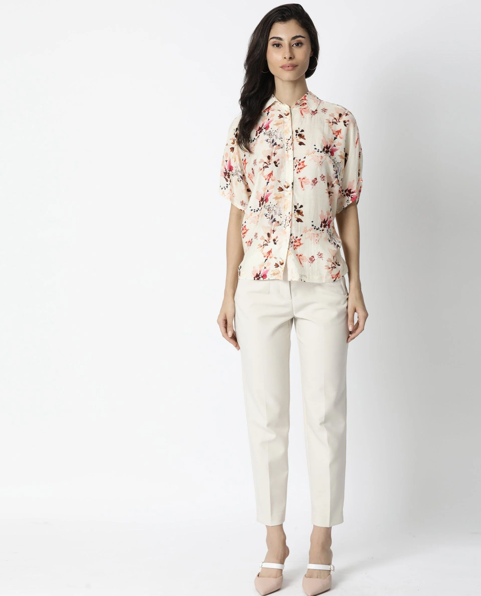 Rareism Women Emmer Offwhite Top Short Sleeves Printed - Image 6