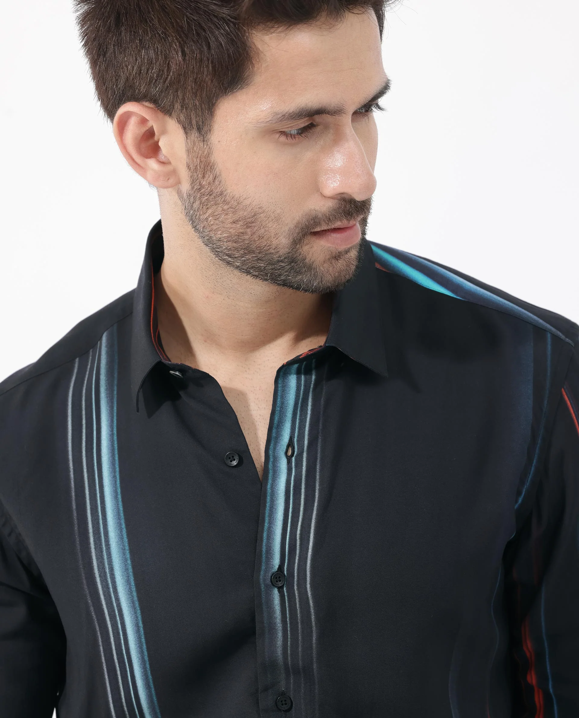 Rare Rabbit Men's Emmett Black Cotton Abstract Print Regular Fit Full Sleeve Collared Shirt - Image 5