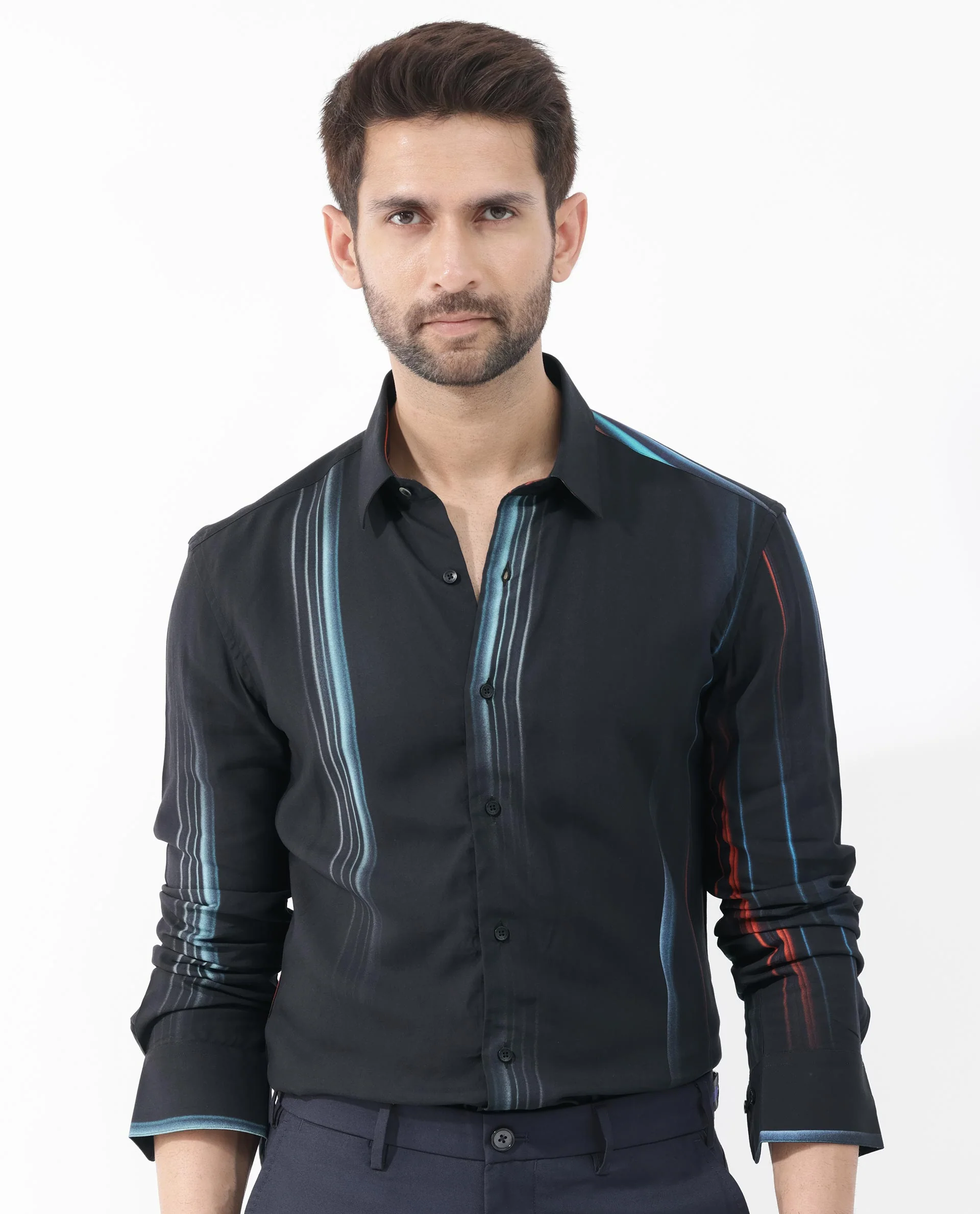 Rare Rabbit Men's Emmett Black Cotton Abstract Print Regular Fit Full Sleeve Collared Shirt - Image 8