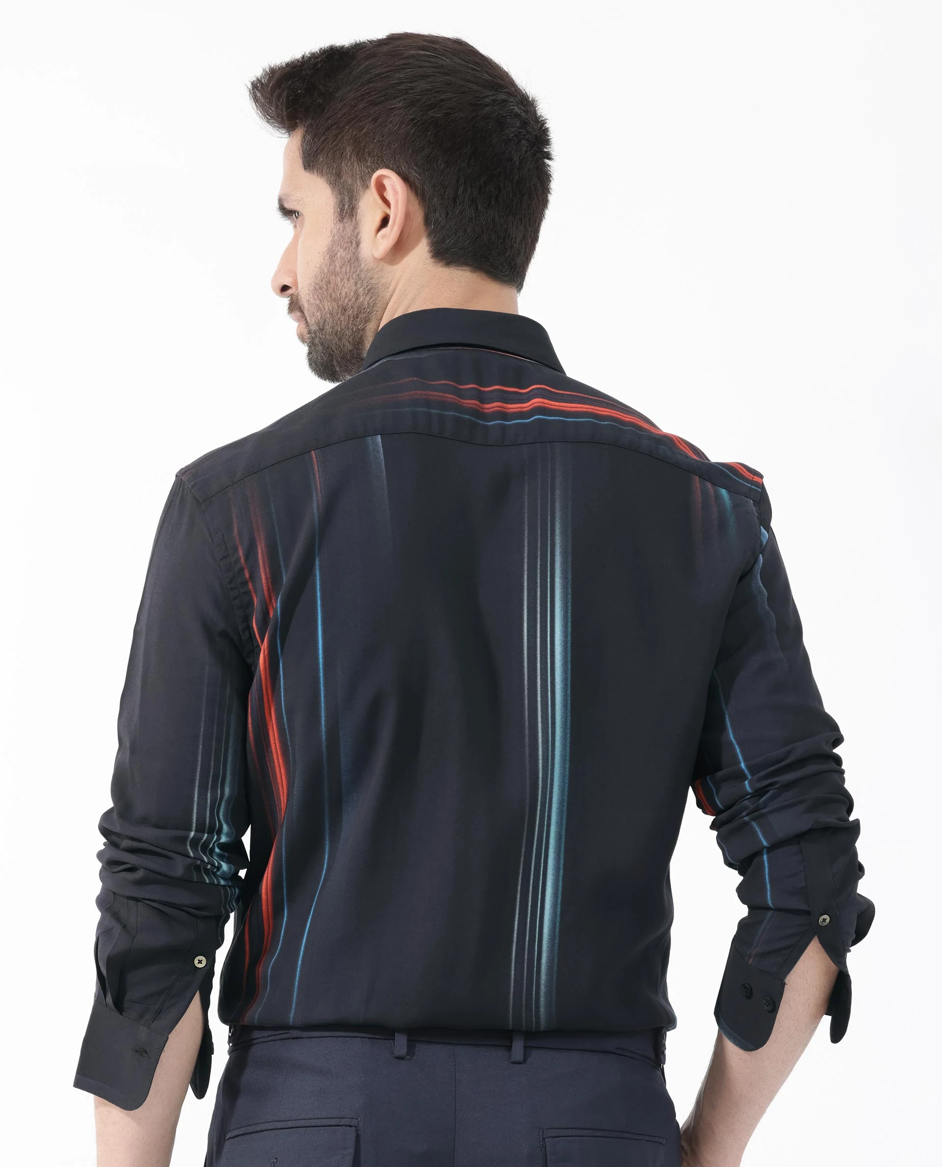 Rare Rabbit Men's Emmett Black Cotton Abstract Print Regular Fit Full Sleeve Collared Shirt - Image 9