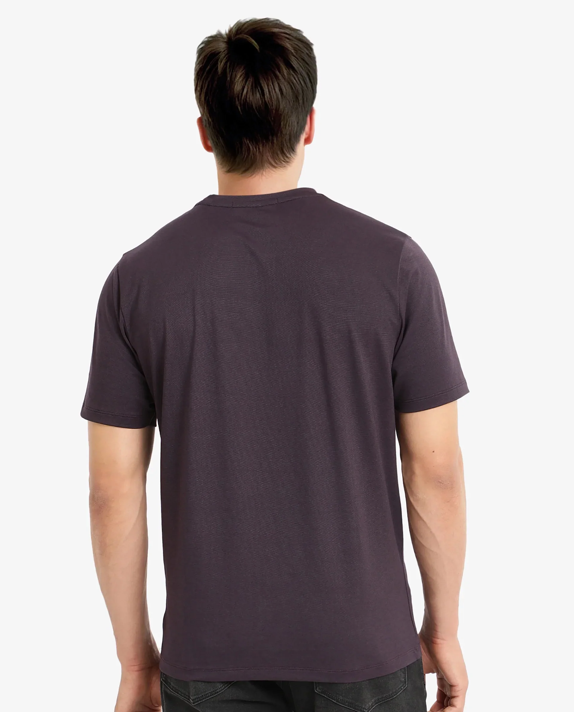 Rare Rabbit Men's Emon Dark Purple Cotton Graphic Print Regular Fit Half Sleeve Crew Neck T-Shirt - Image 4