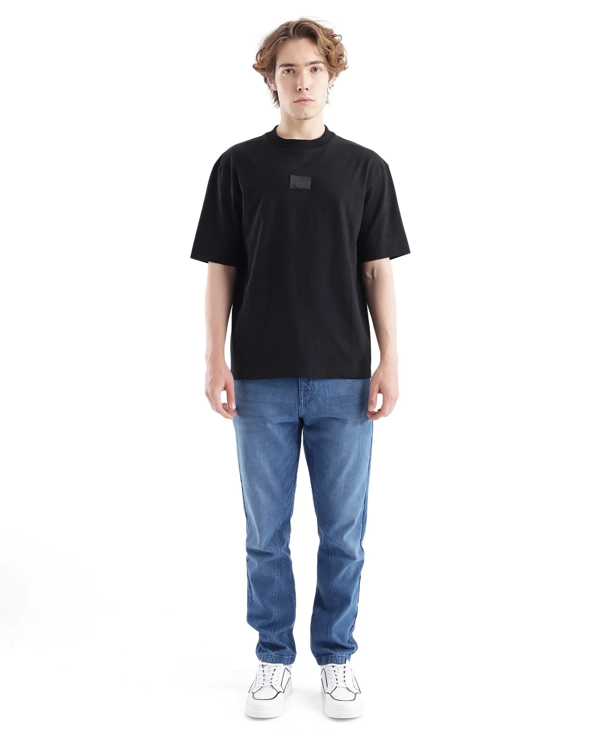Rare Rabbit Men's Endrol Black Cotton Typography Print Boxy Fit Half Sleeve Crew Neck T-Shirt - Image 8