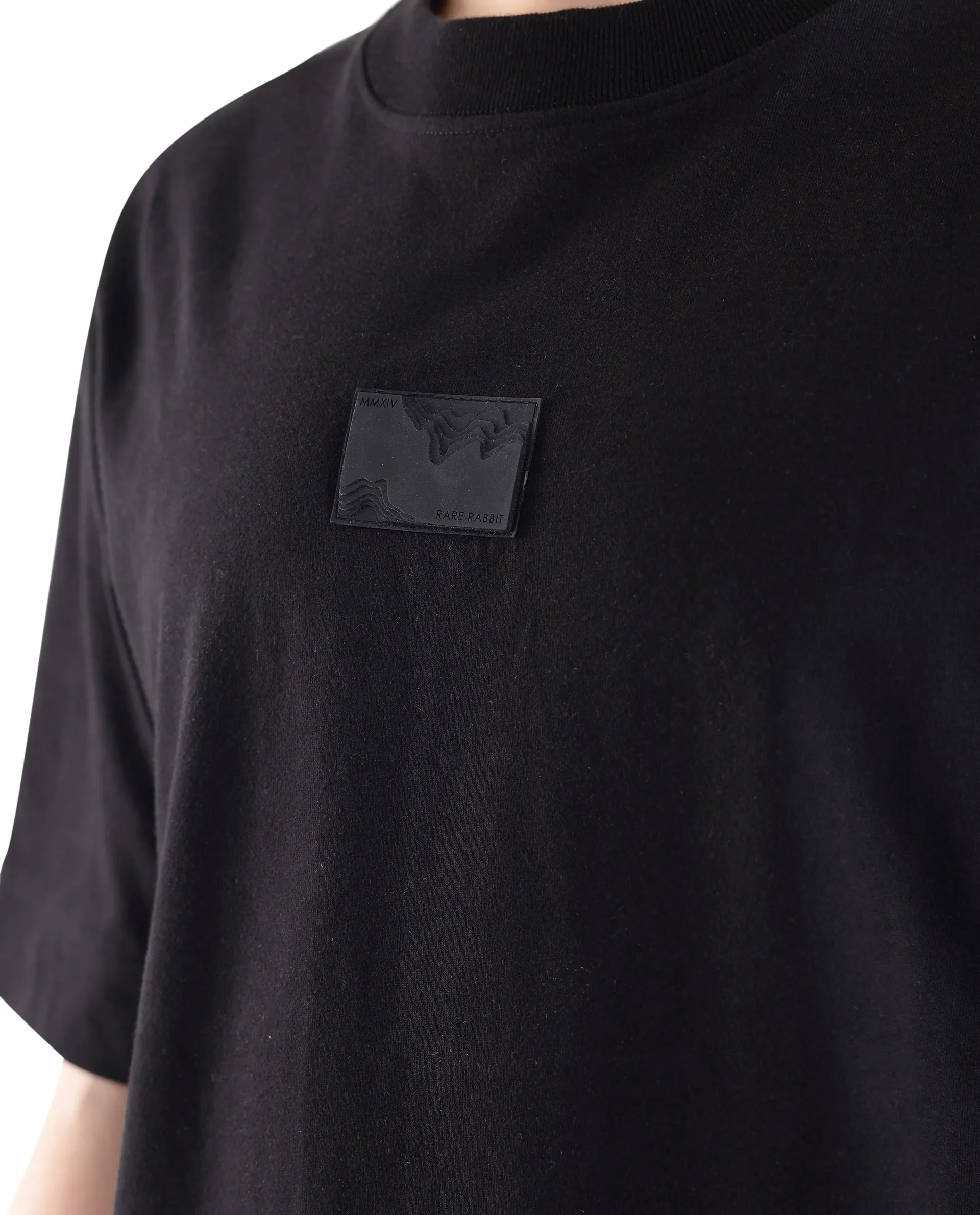 Rare Rabbit Men's Endrol Black Cotton Typography Print Boxy Fit Half Sleeve Crew Neck T-Shirt - Image 9
