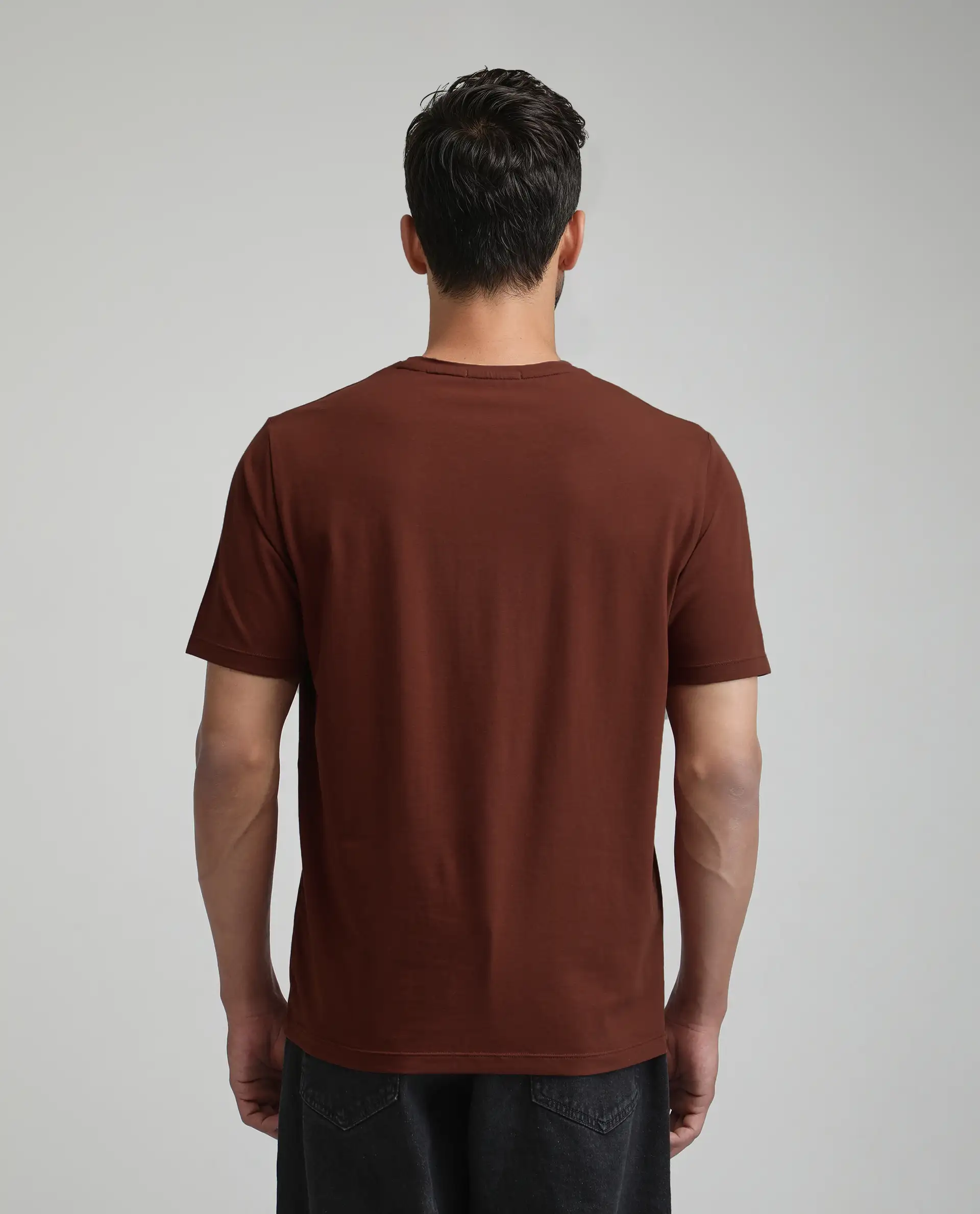 Rare Rabbit Men's Ene Rust Cotton Blend Graphic Print Regular Fit Half Sleeve Crew Neck T-Shirt - Image 8