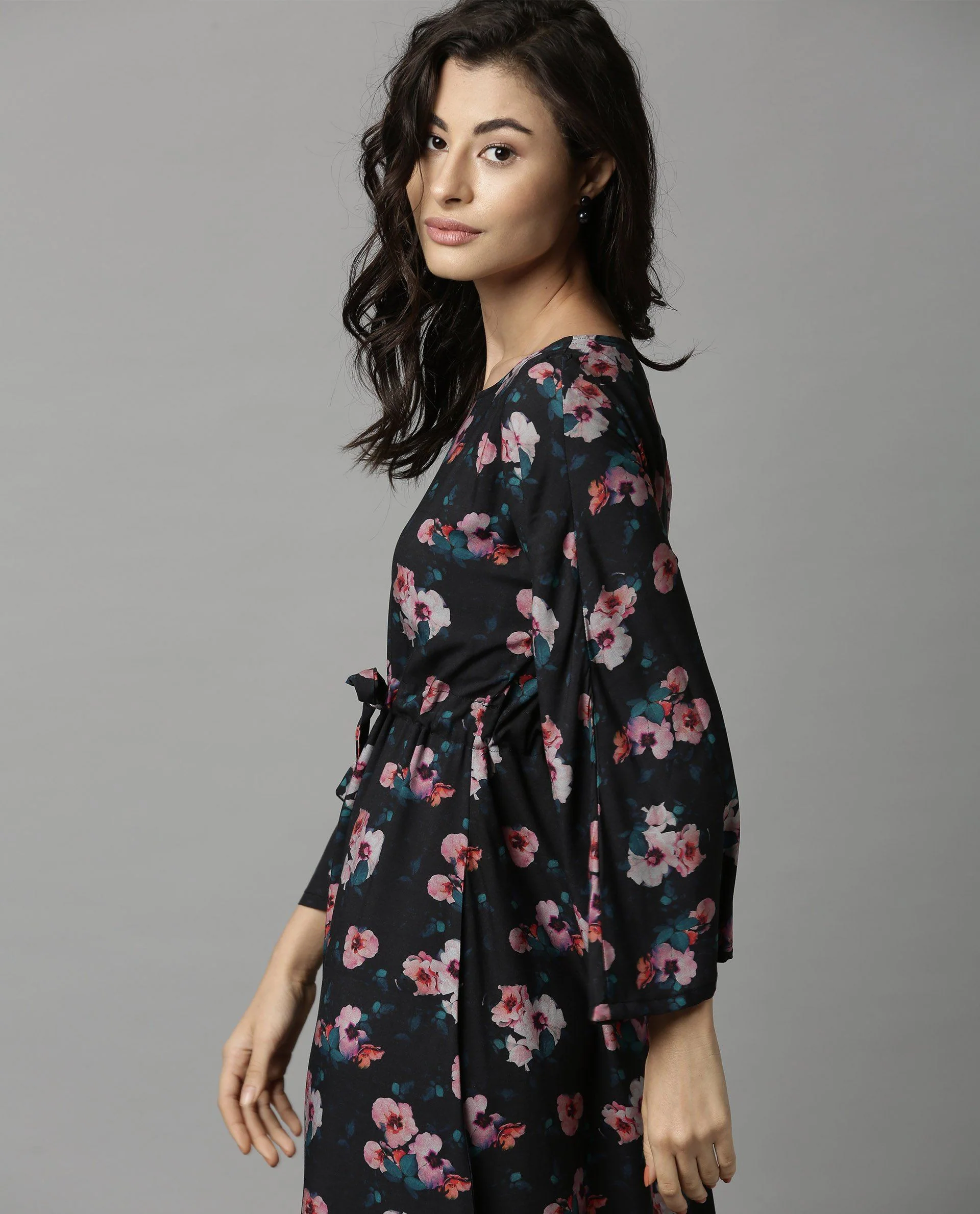 Rareism Women Enhance Black Dress Full Sleeves Printed - Image 5