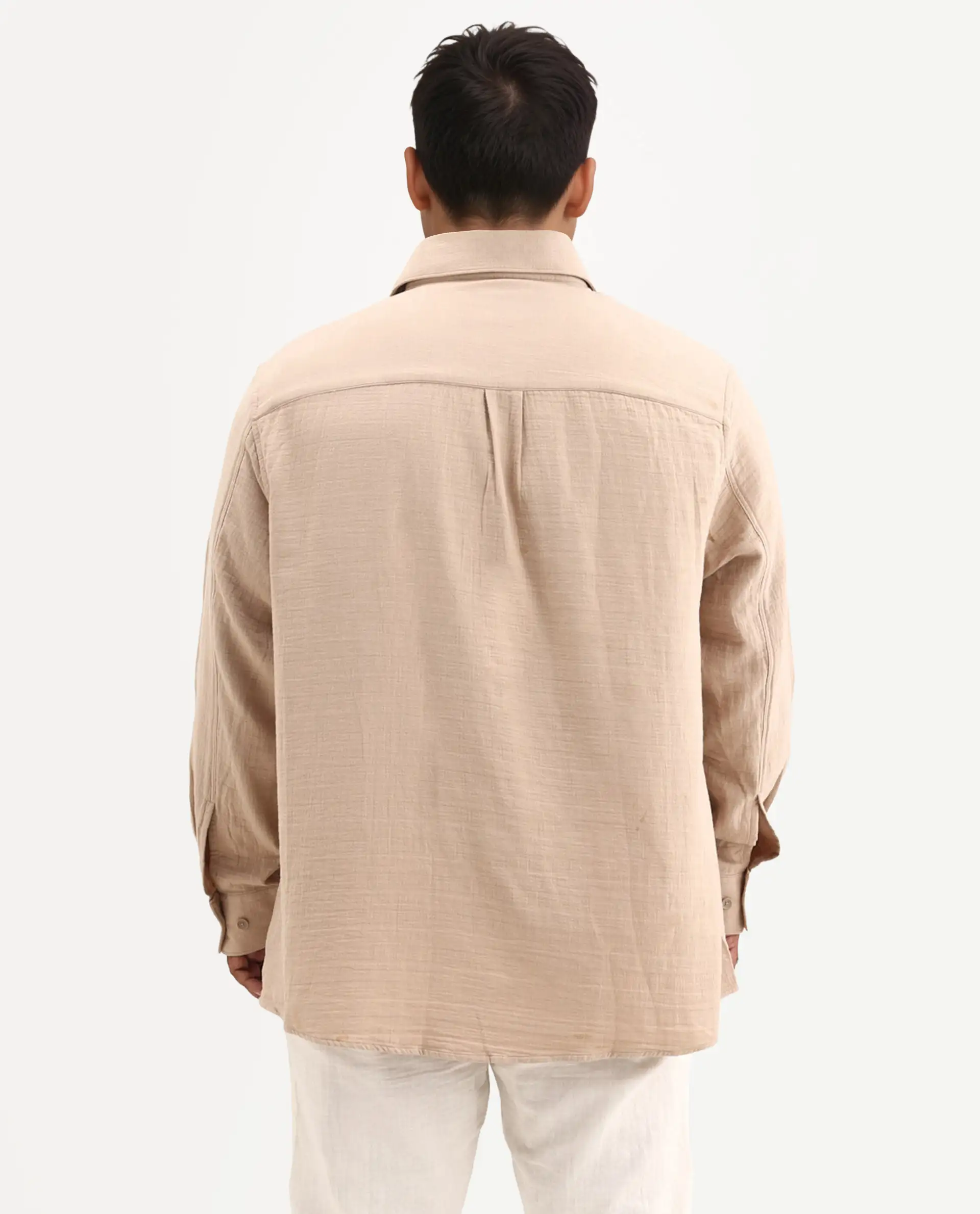 Rare Rabbit Men Enim-L Beige Cotton Fabric Full Sleeve Spread Collar Button Closure Relaxed Fit Plain Shirt - Image 6