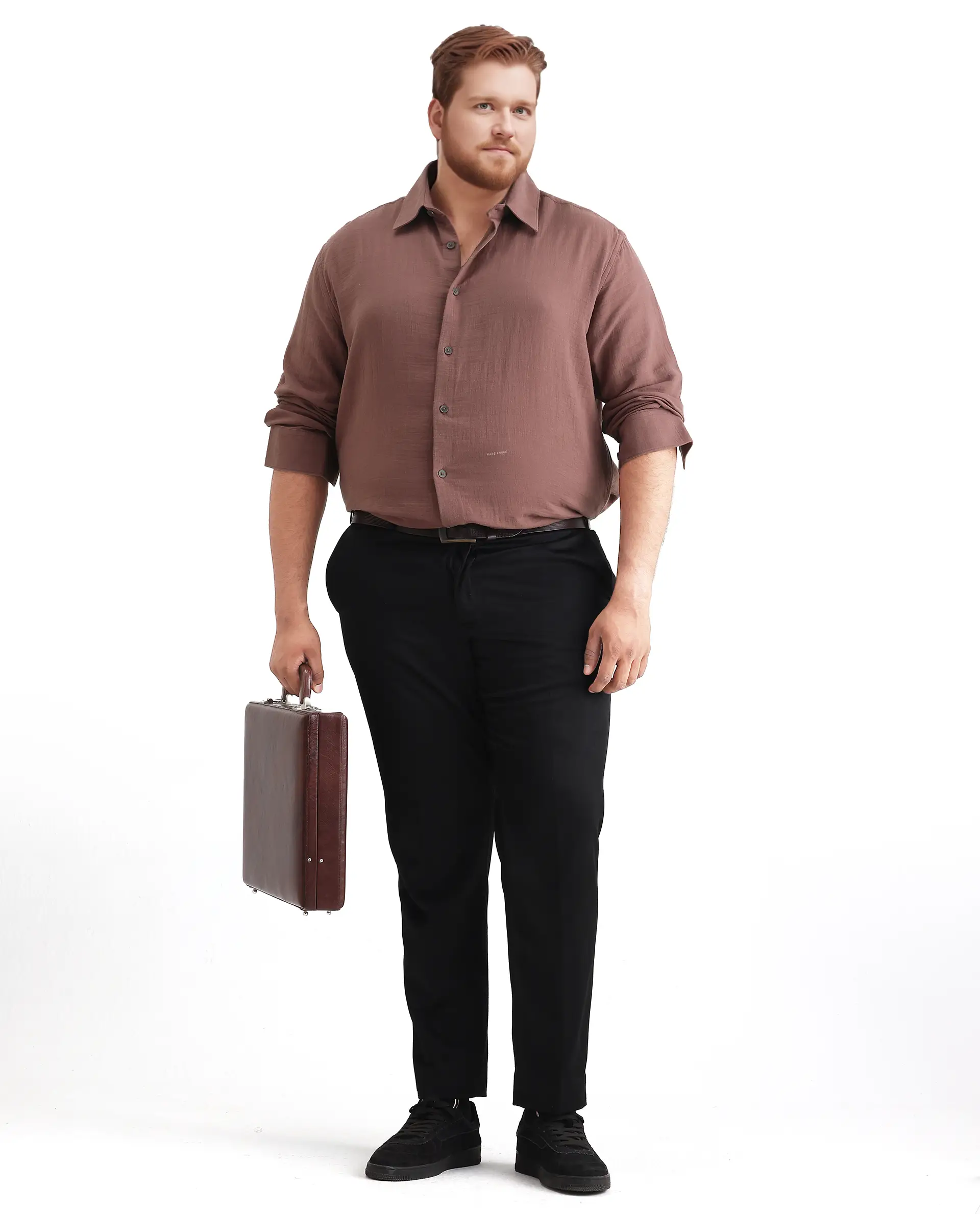 Rare Rabbit Men Enim-L Dusky Maroon Cotton Fabric Full Sleeve Spread Collar Button Closure Plain Shirt - Image 2