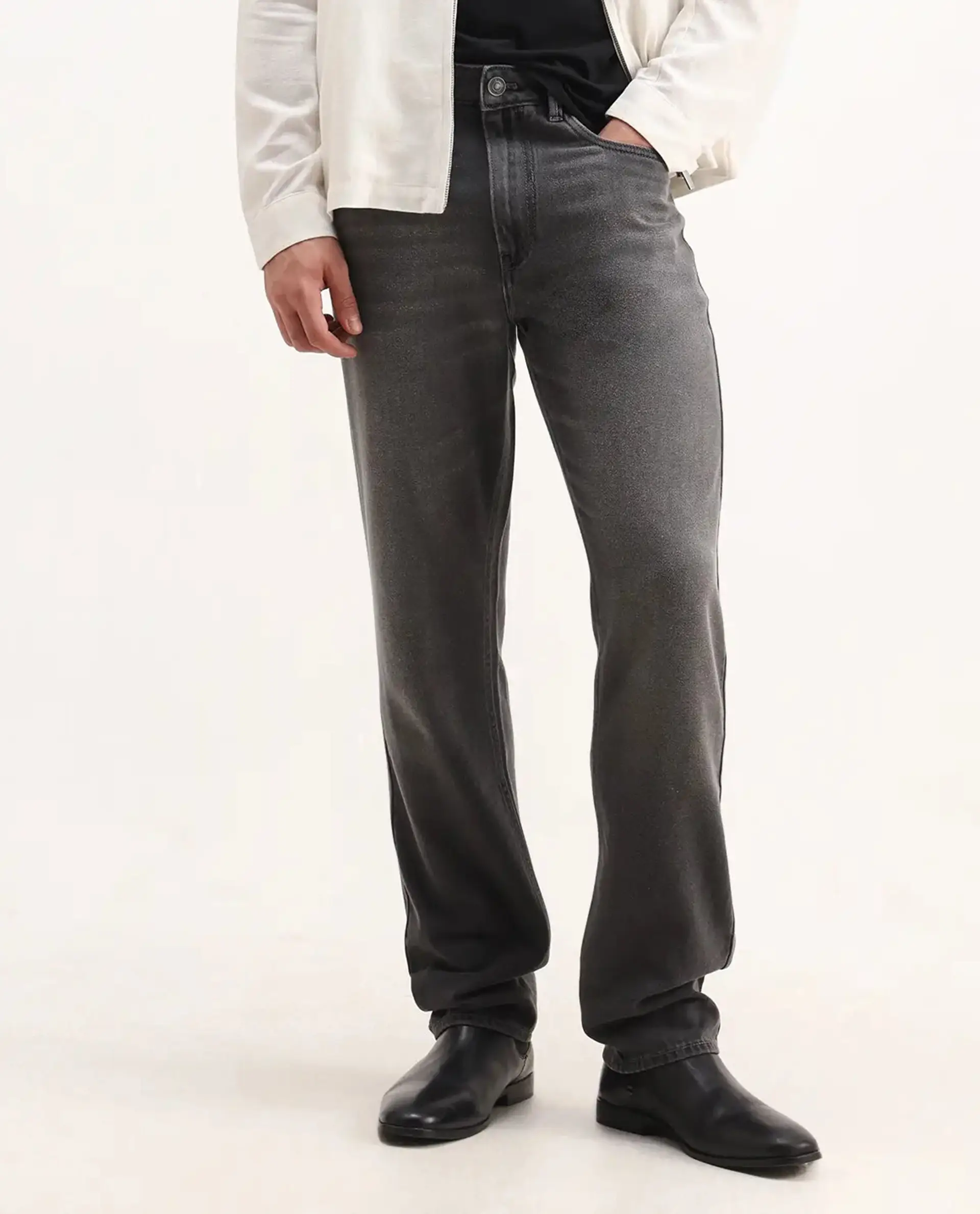Rare Rabbit Men's Enim Grey Cotton Blend Fabric Morris Regular Fit Plain Jeans - Image 10