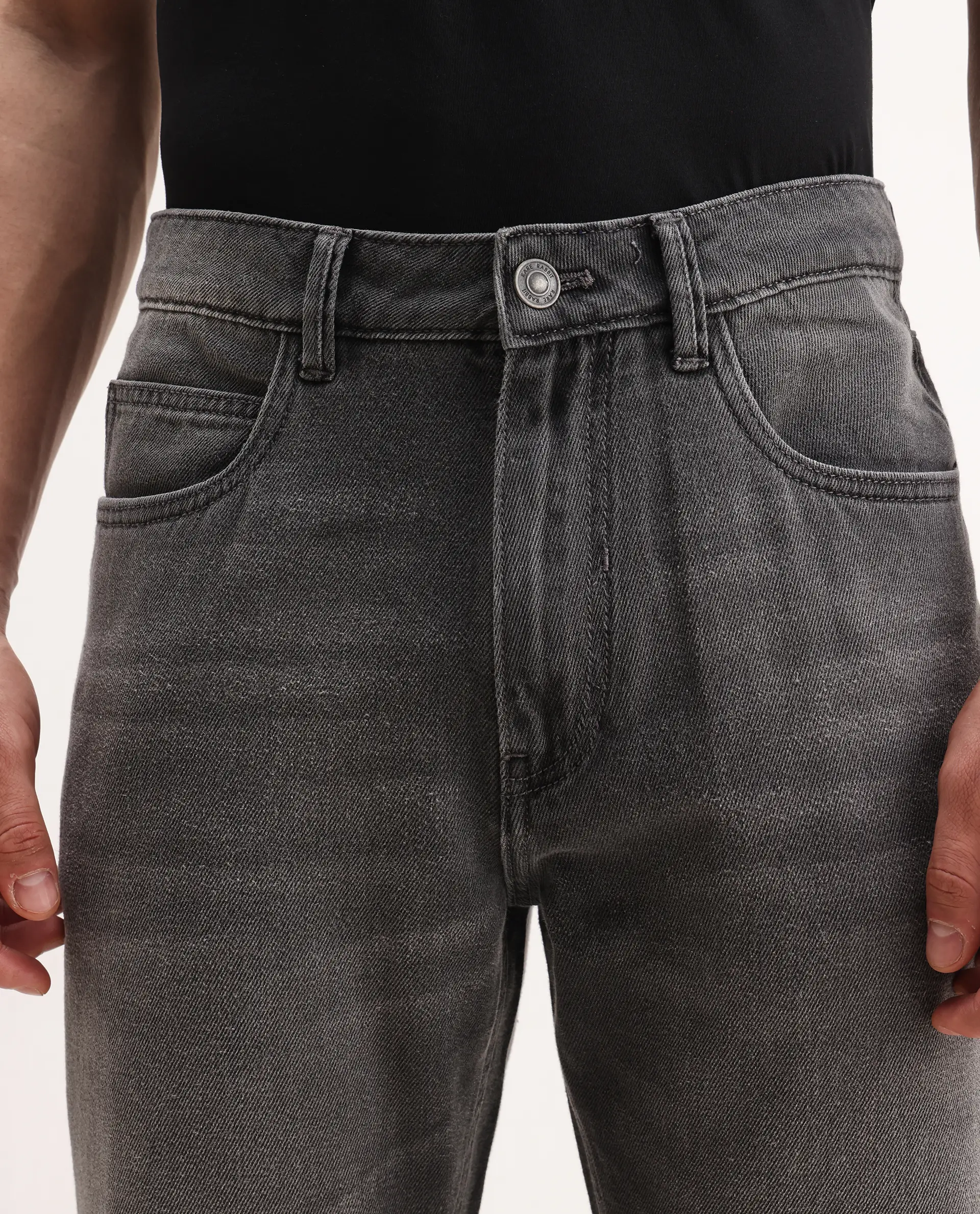 Rare Rabbit Men's Enim Grey Cotton Blend Fabric Morris Regular Fit Plain Jeans - Image 3