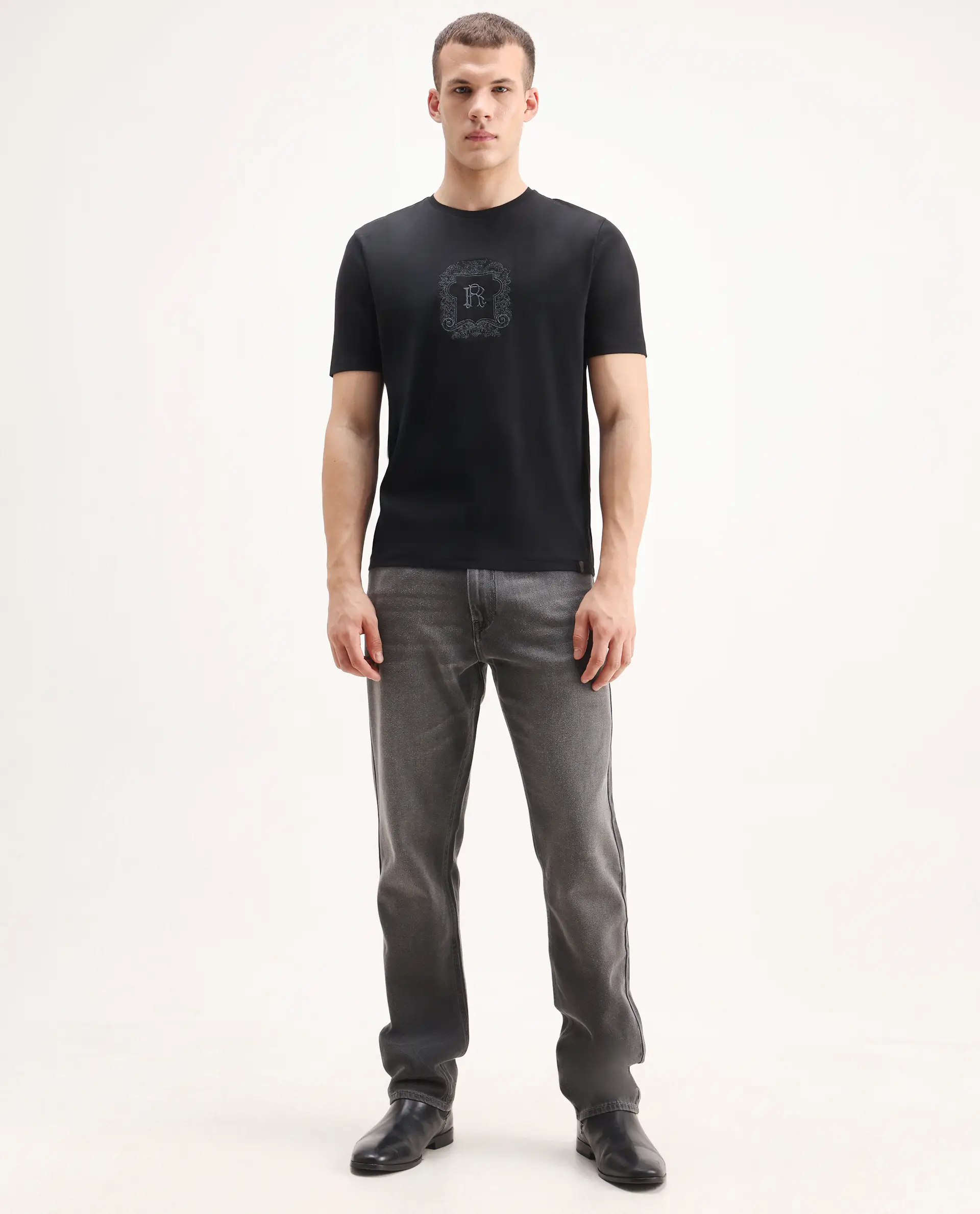 Rare Rabbit Men's Enim Grey Cotton Blend Fabric Morris Regular Fit Plain Jeans - Image 4