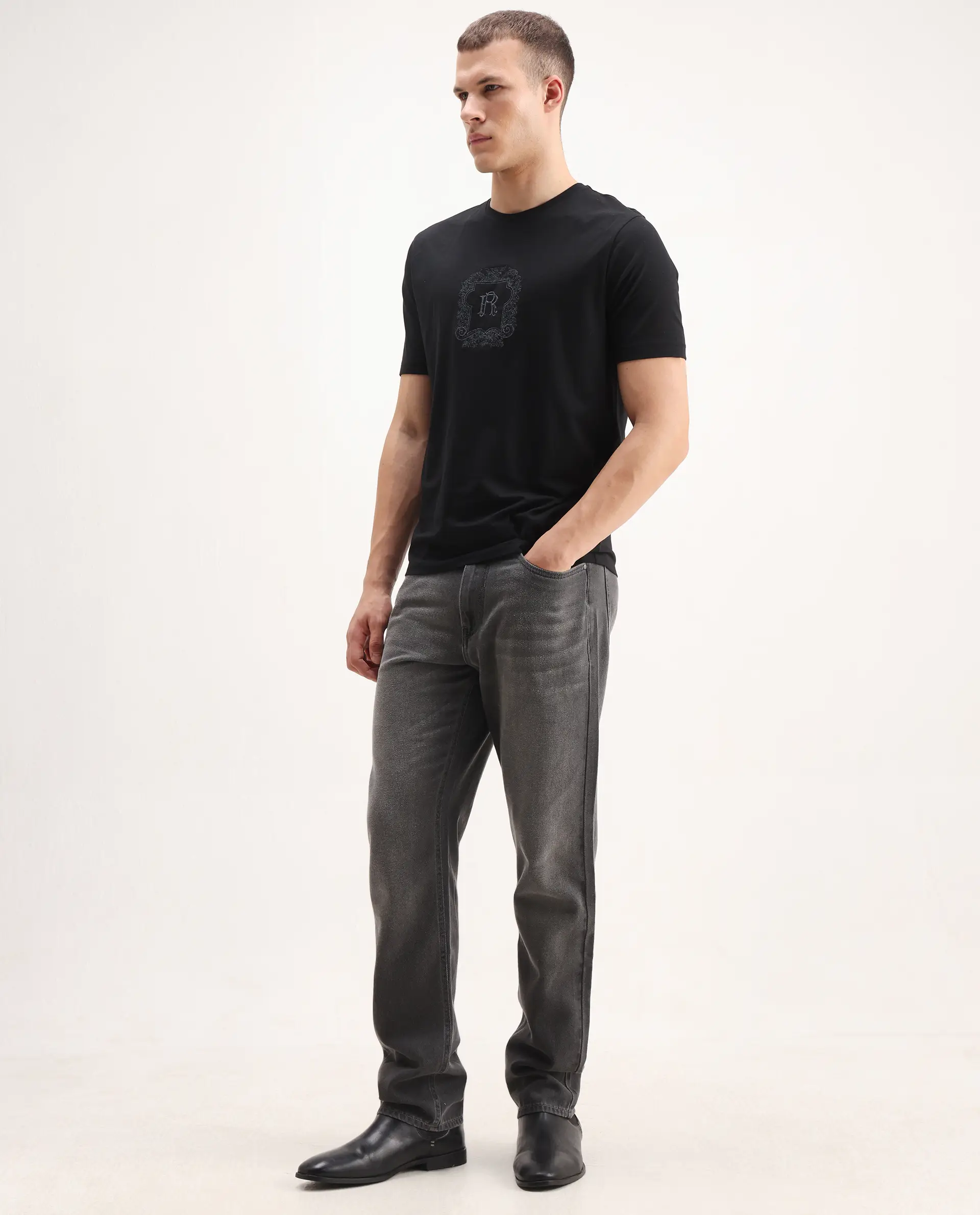 Rare Rabbit Men's Enim Grey Cotton Blend Fabric Morris Regular Fit Plain Jeans - Image 5