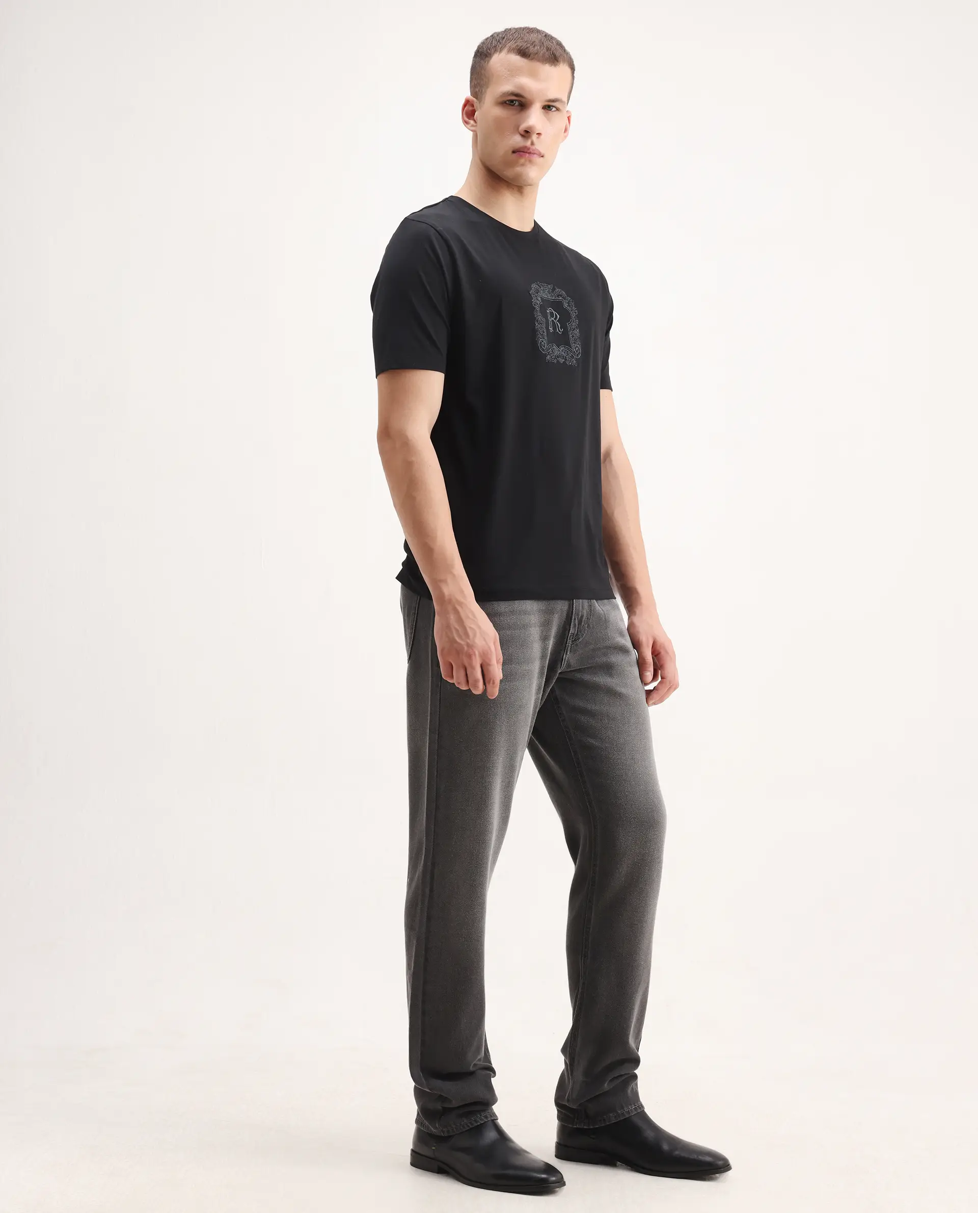 Rare Rabbit Men's Enim Grey Cotton Blend Fabric Morris Regular Fit Plain Jeans - Image 7