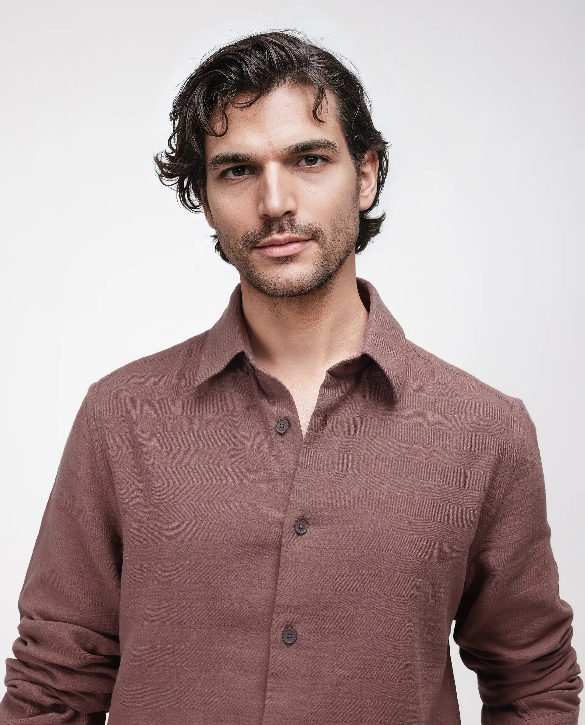 Rare Rabbit Men's Enim Dusky Maroon Cotton Plain Relaxed Fit Full Sleeve Spread Collar Shirt - Image 6