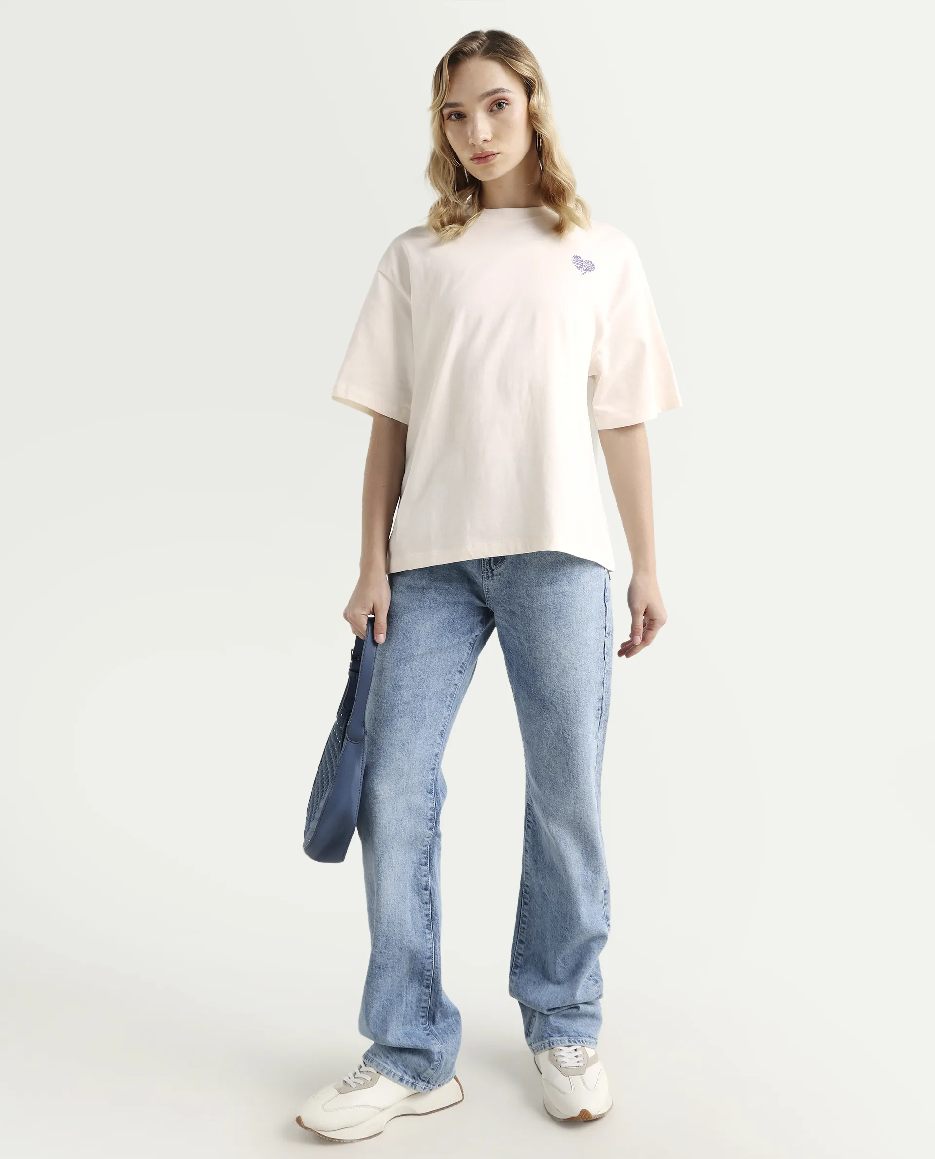 Rareism Women's Enrique Off White Cotton Blend Crew Neck Graphic Print Relaxed Fit T-Shirt - Image 2