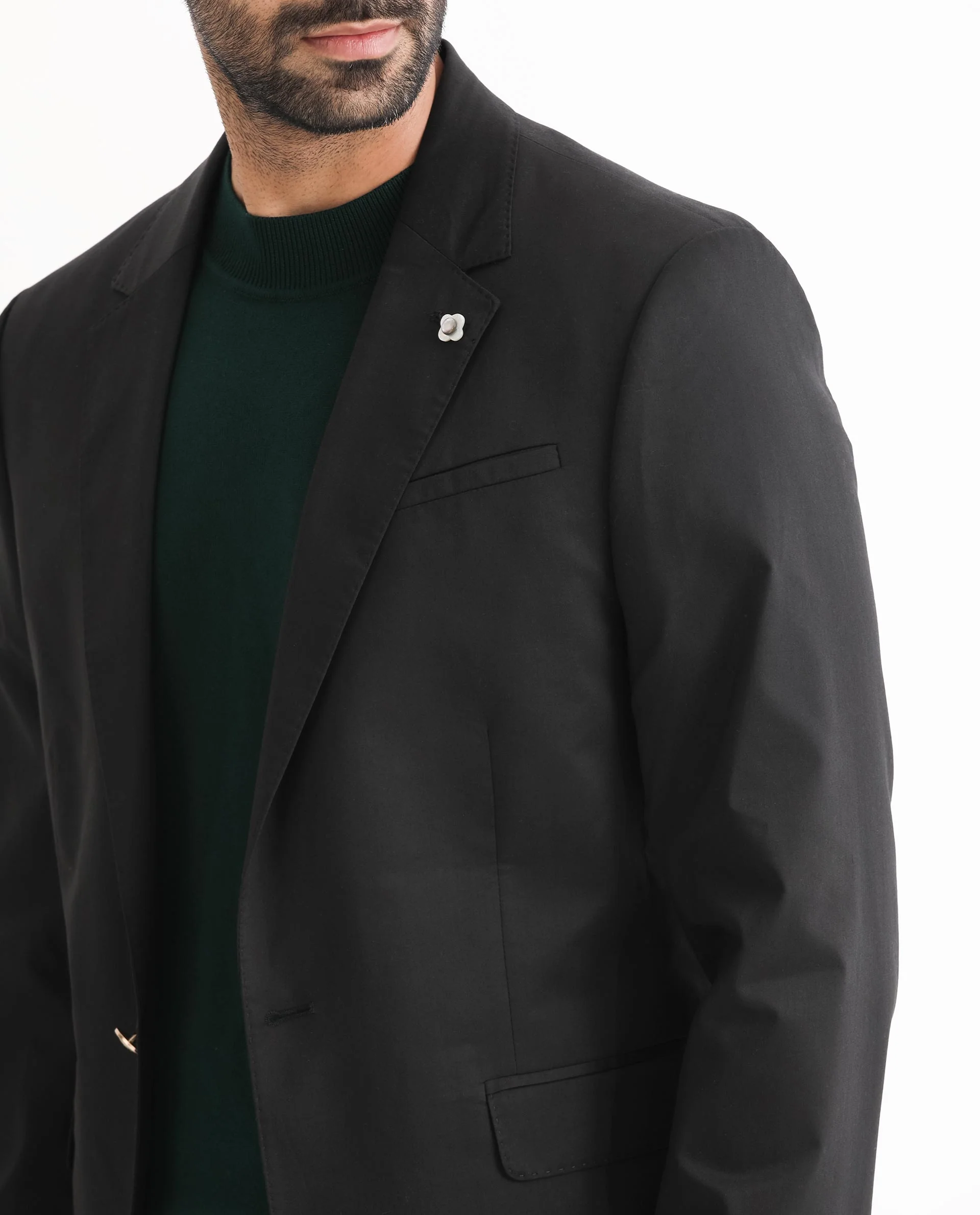 Rare Rabbit Men's Envest Black Polyester Plain Tailored Fit Full Sleeve Lapel Neck Blazer - Image 3
