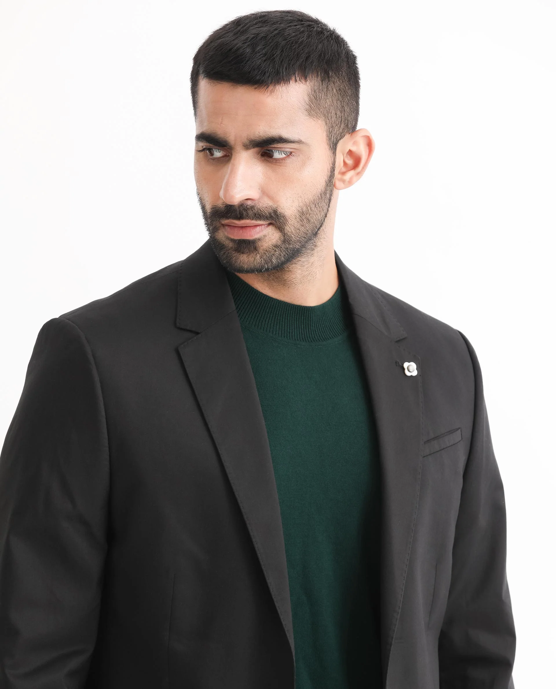 Rare Rabbit Men's Envest Black Polyester Plain Tailored Fit Full Sleeve Lapel Neck Blazer - Image 4