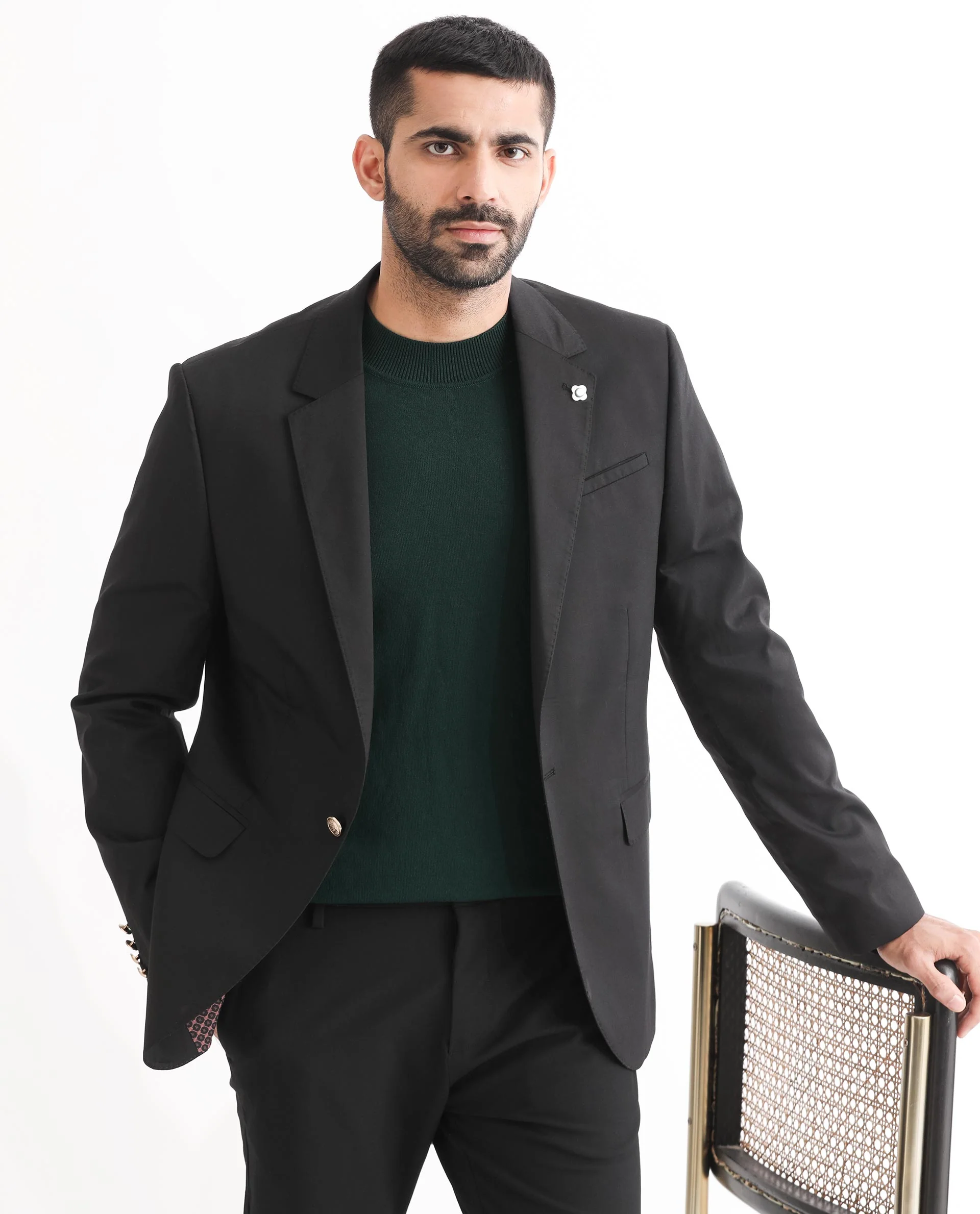 Rare Rabbit Men's Envest Black Polyester Plain Tailored Fit Full Sleeve Lapel Neck Blazer - Image 5