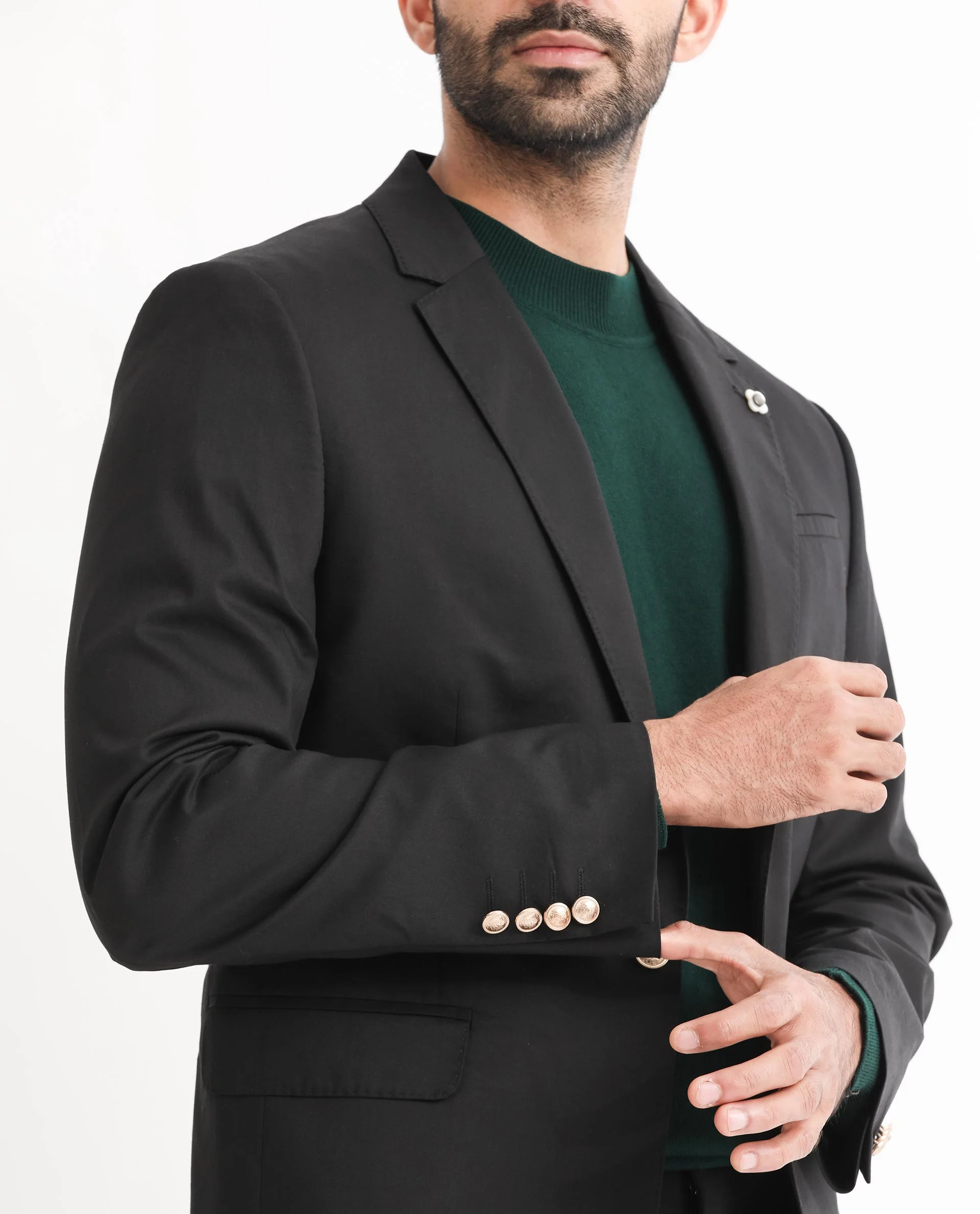 Rare Rabbit Men's Envest Black Polyester Plain Tailored Fit Full Sleeve Lapel Neck Blazer - Image 6