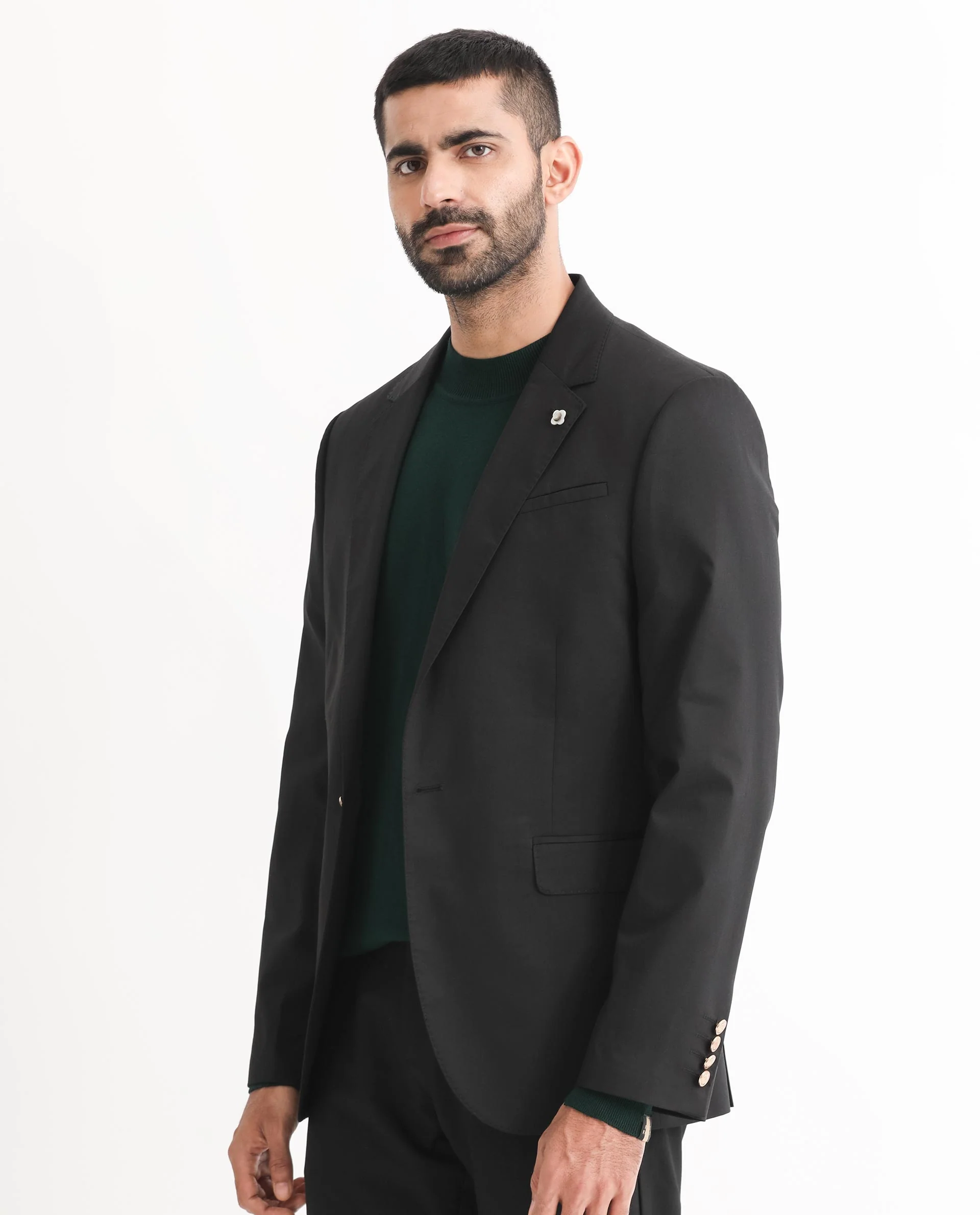 Rare Rabbit Men's Envest Black Polyester Plain Tailored Fit Full Sleeve Lapel Neck Blazer - Image 7