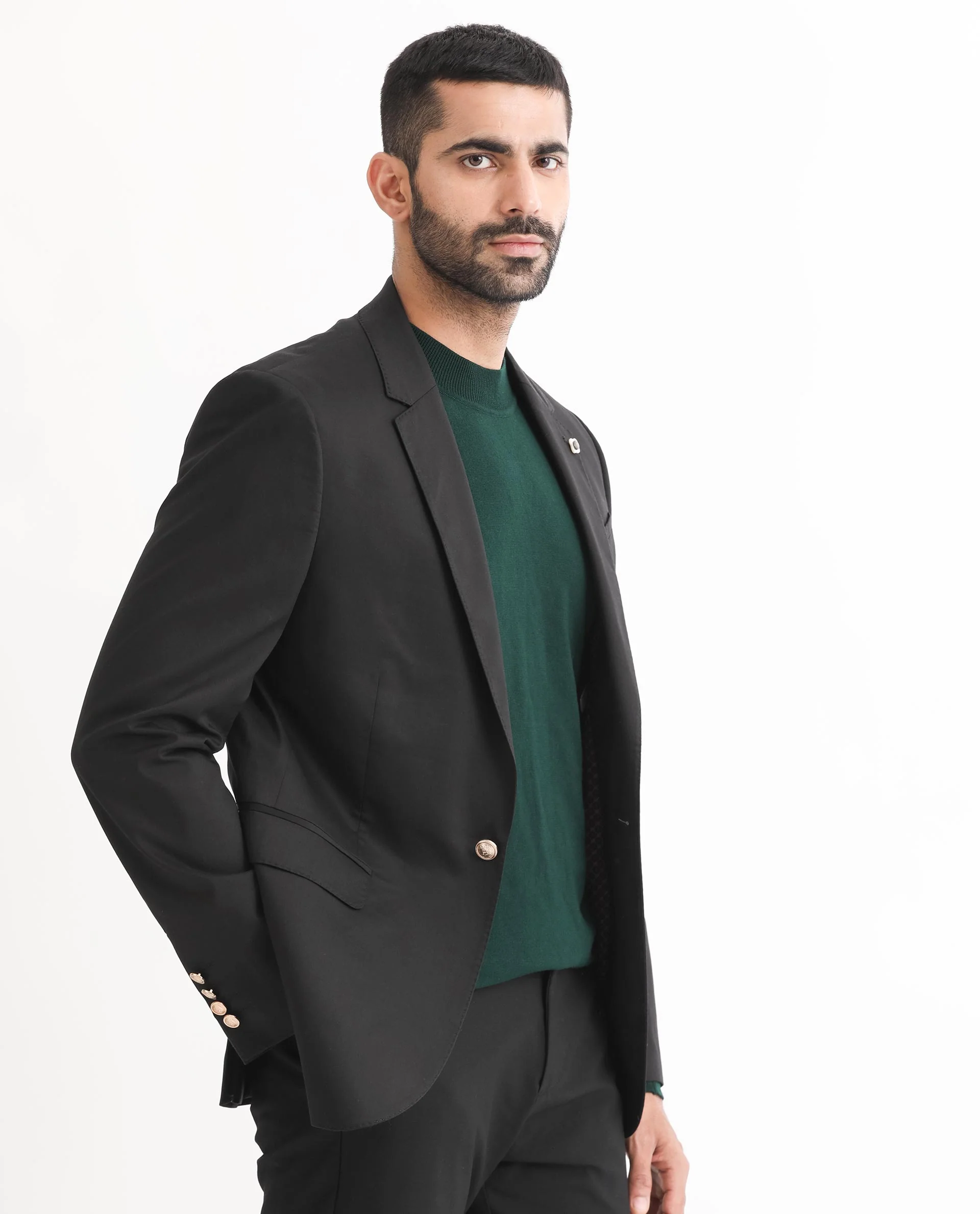 Rare Rabbit Men's Envest Black Polyester Plain Tailored Fit Full Sleeve Lapel Neck Blazer - Image 8