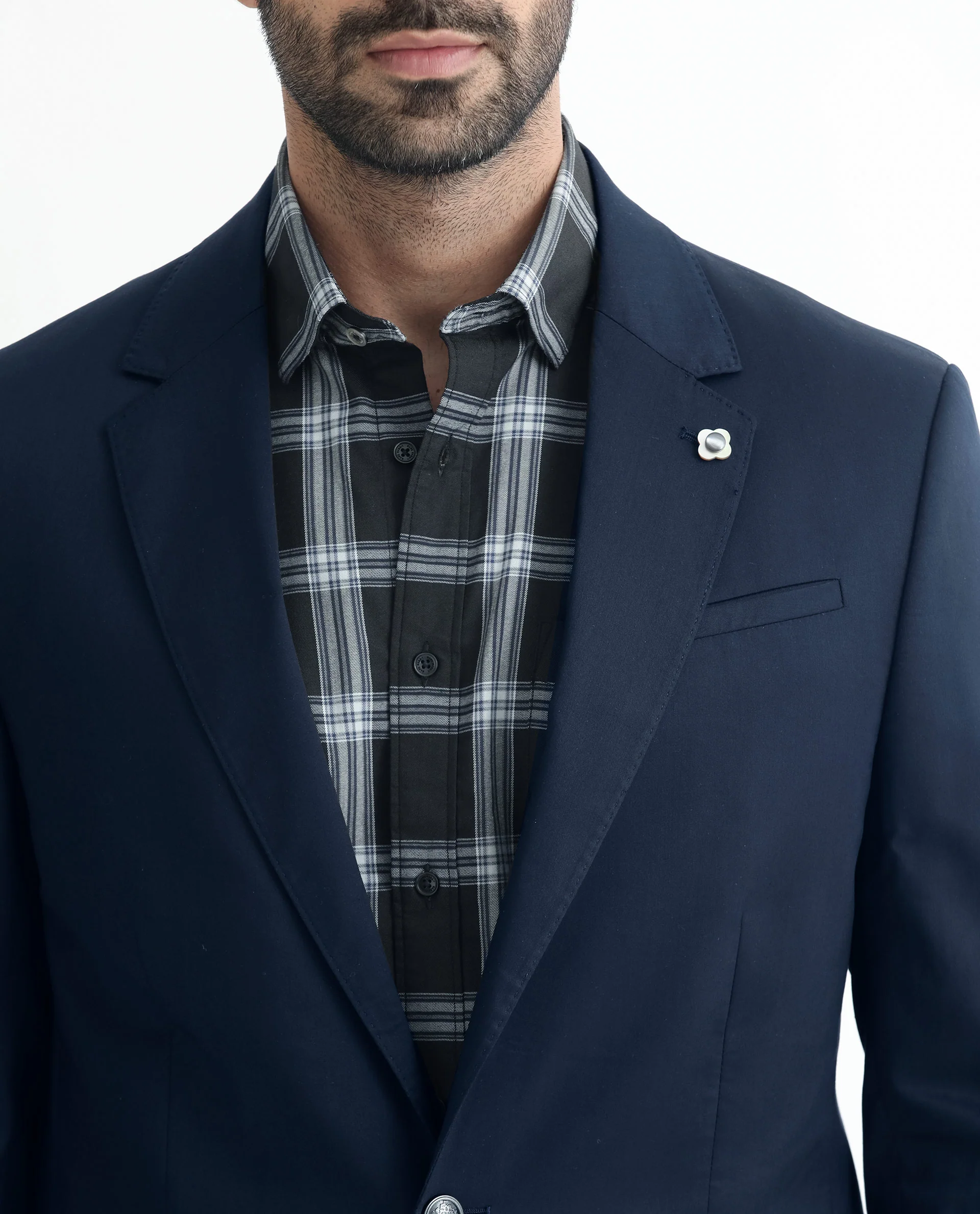 Rare Rabbit Men's Envest Dark Navy Polyester Plain Tailored Fit Full Sleeve Lapel Neck Blazer - Image 2