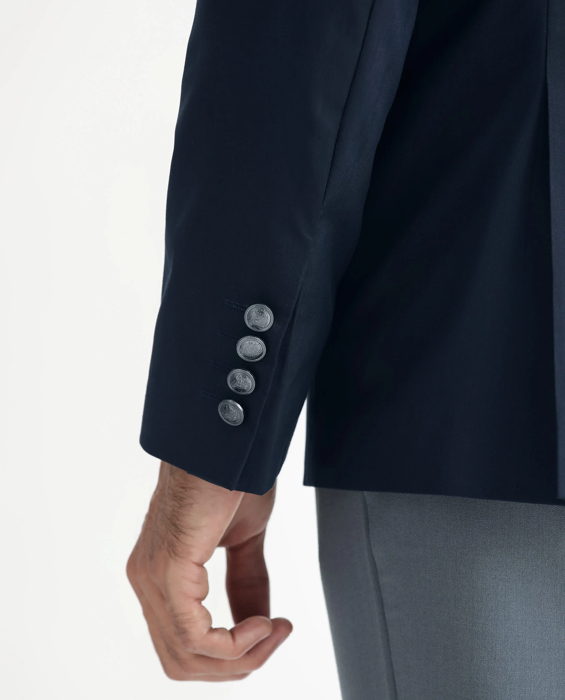 Rare Rabbit Men's Envest Dark Navy Polyester Plain Tailored Fit Full Sleeve Lapel Neck Blazer - Image 3