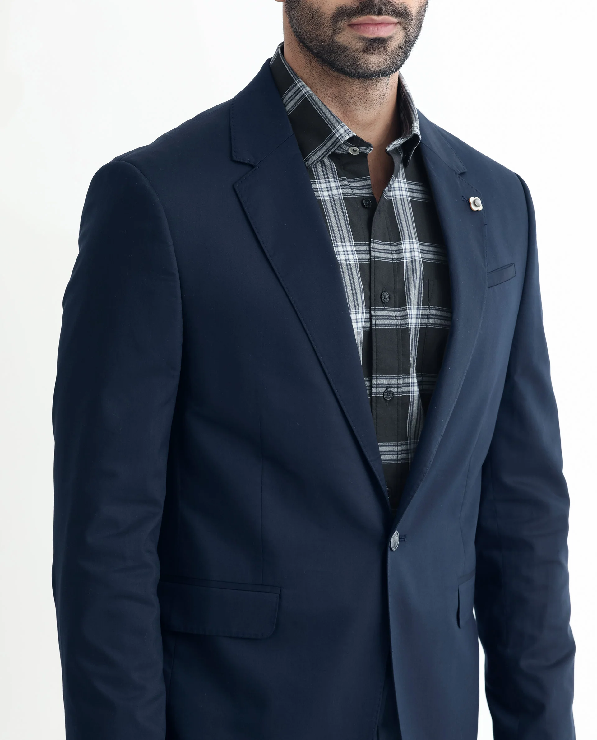 Rare Rabbit Men's Envest Dark Navy Polyester Plain Tailored Fit Full Sleeve Lapel Neck Blazer - Image 7