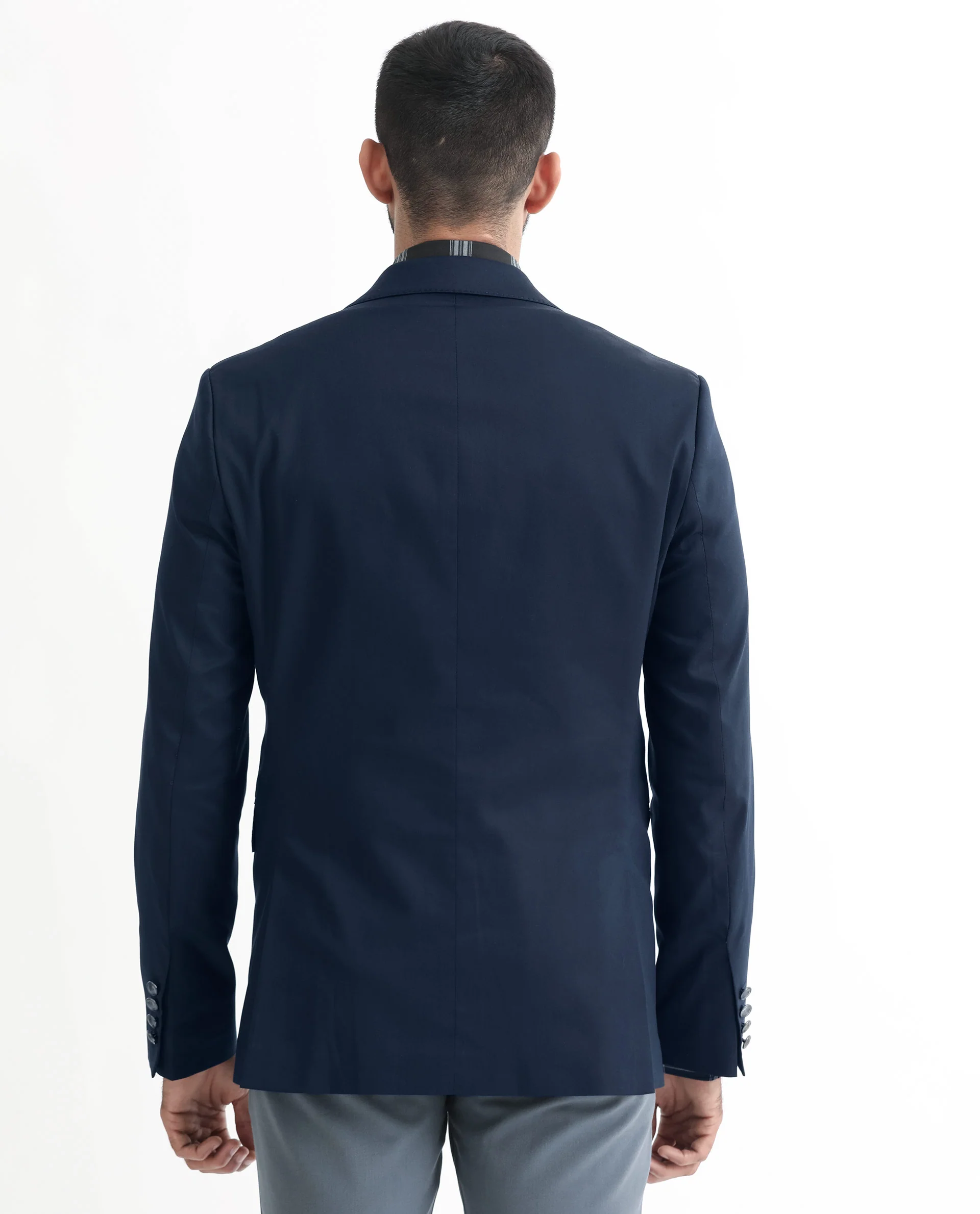 Rare Rabbit Men's Envest Dark Navy Polyester Plain Tailored Fit Full Sleeve Lapel Neck Blazer - Image 8