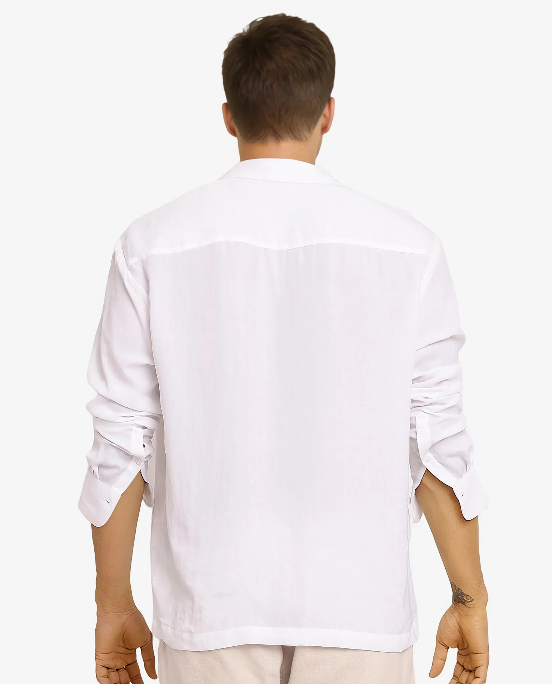 Rare Rabbit Articale Men's Enzo White Polyester Fabric Full Sleeve Collared Neck Button Closure Slim Fit Solid Shirt - Image 5